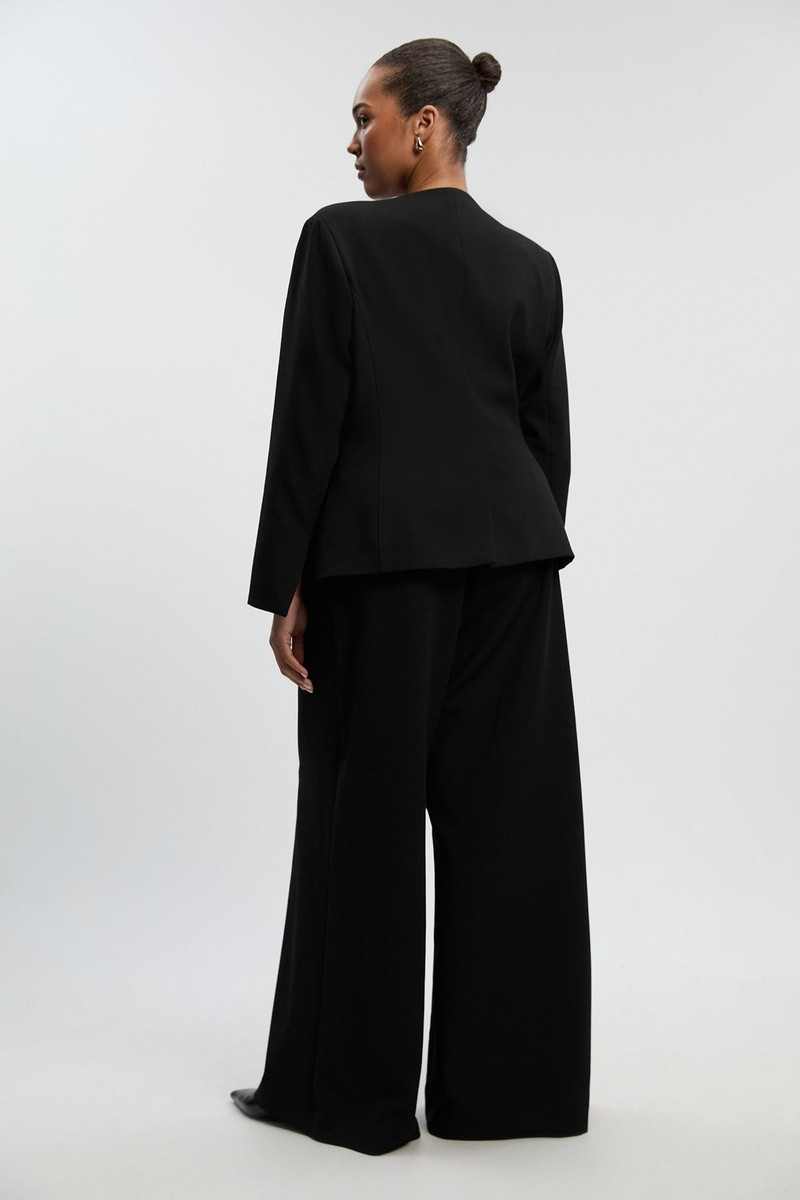 Plus Size Compact Stretch Tailored Flared High Waisted Trousers 4