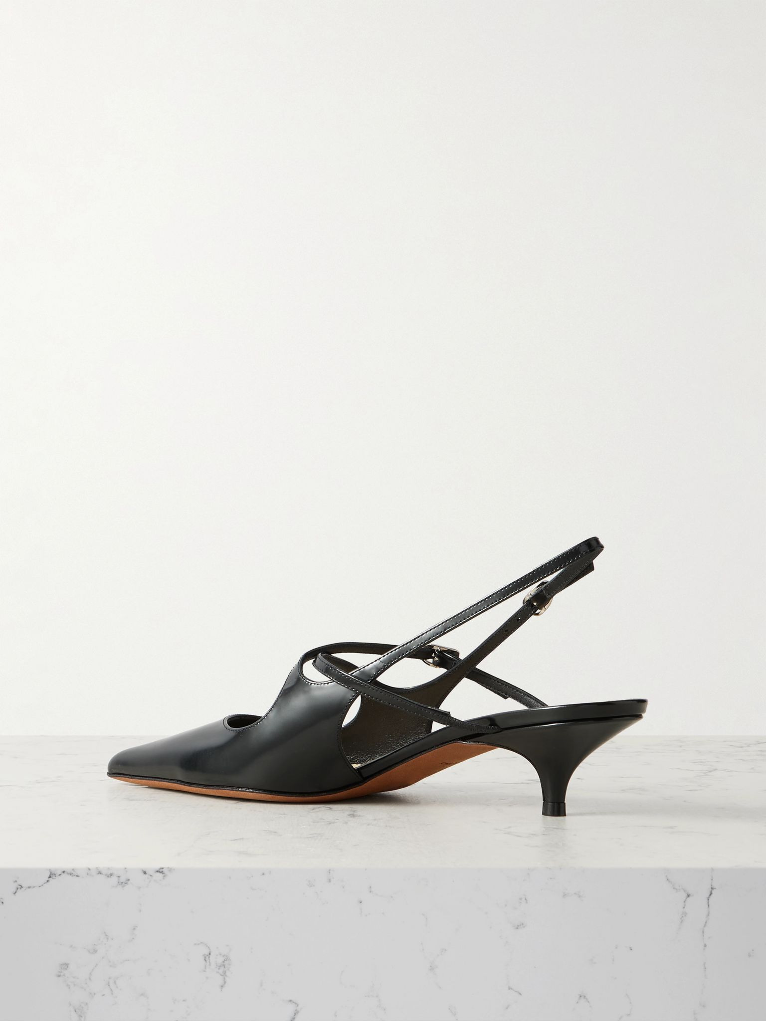 Slash patent-leather slingback pumps Black - 3