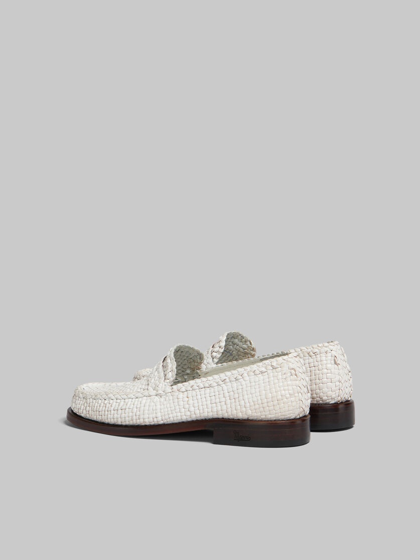 WHITE WOVEN LEATHER BAMBI LOAFER - 3