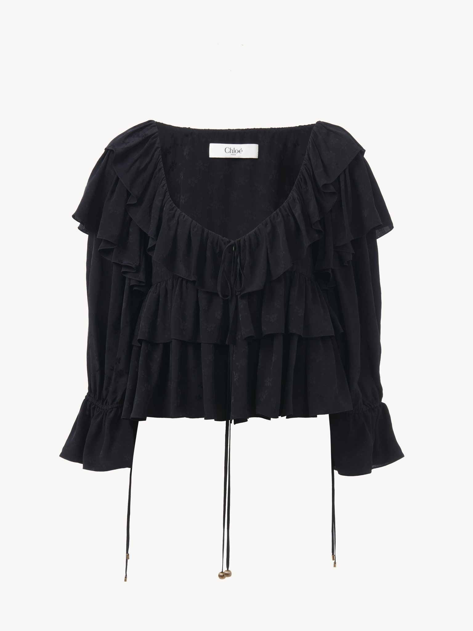 CROPPED RUFFLE TOP IN FLORAL VISCOSE - 2