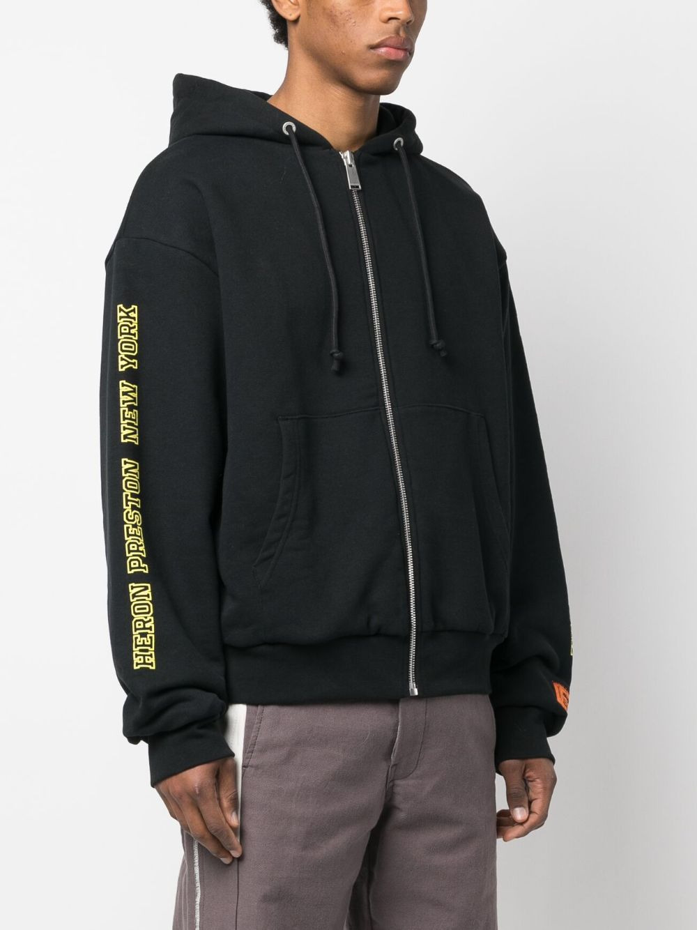 zip-up logo-print hoodie - 4