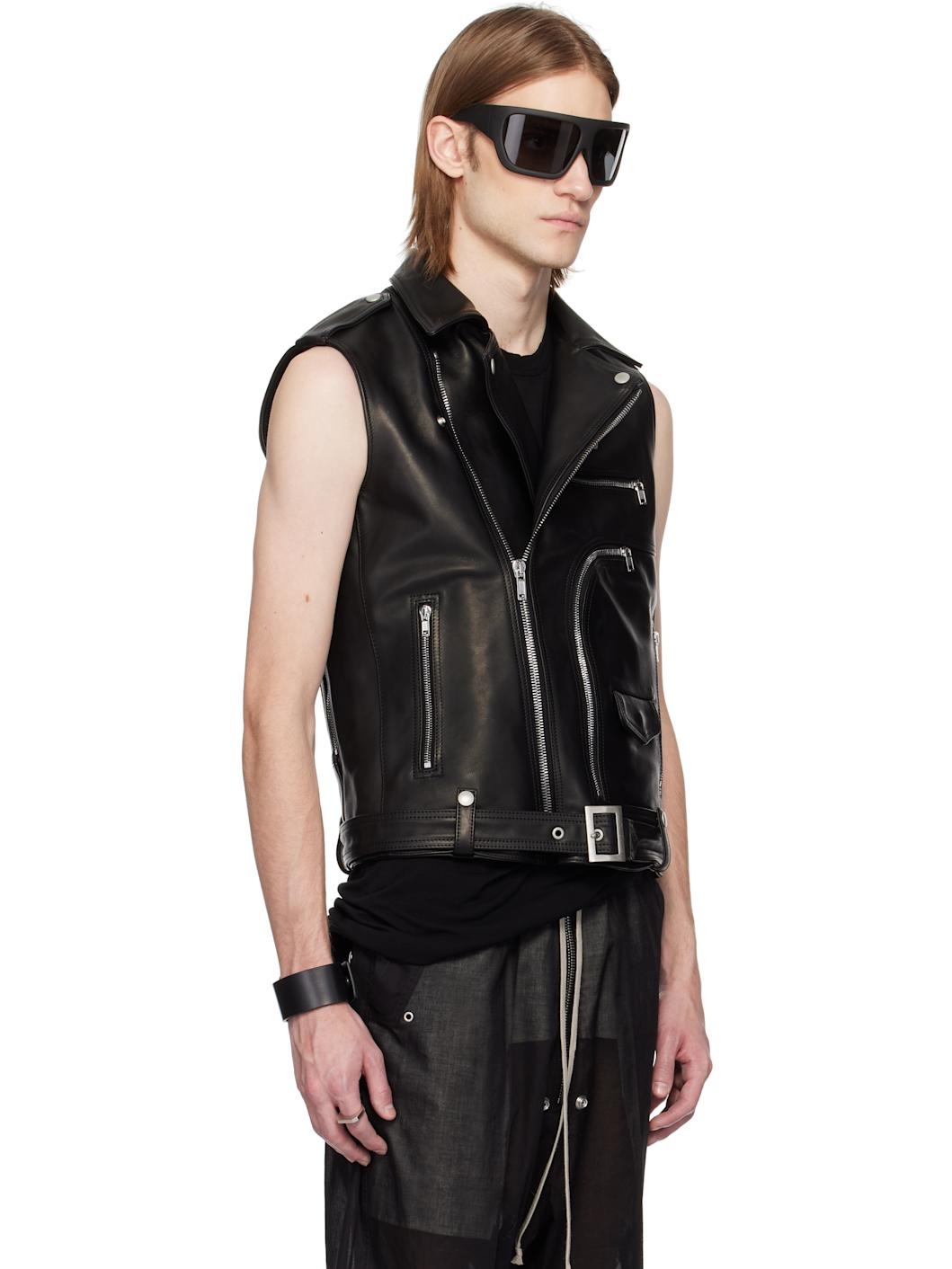 Black Hollywood SL Bauhaus Stooges Leather Vest - 2