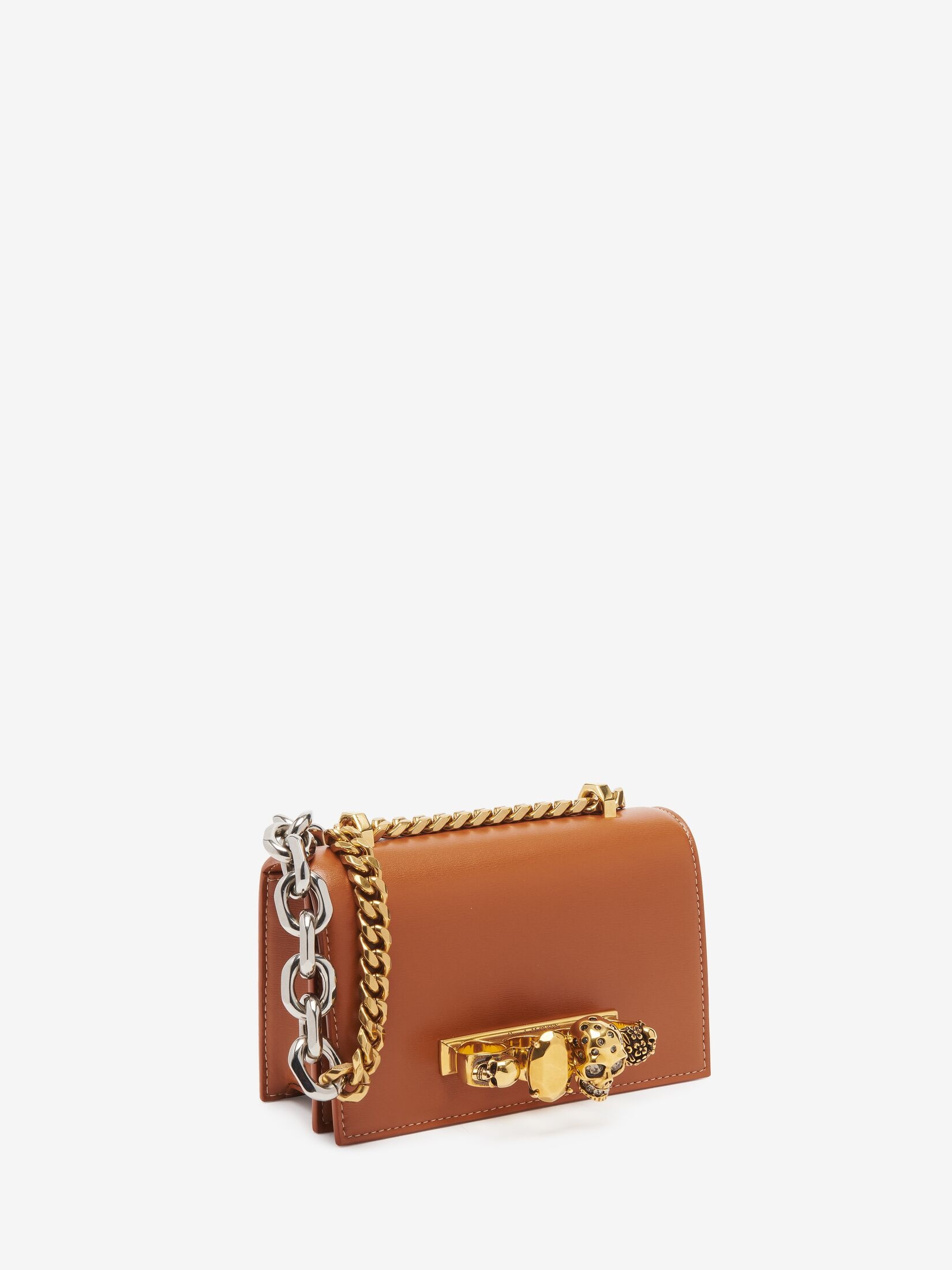 Women's Mini Jewelled Satchel in Caramel Tan - 2