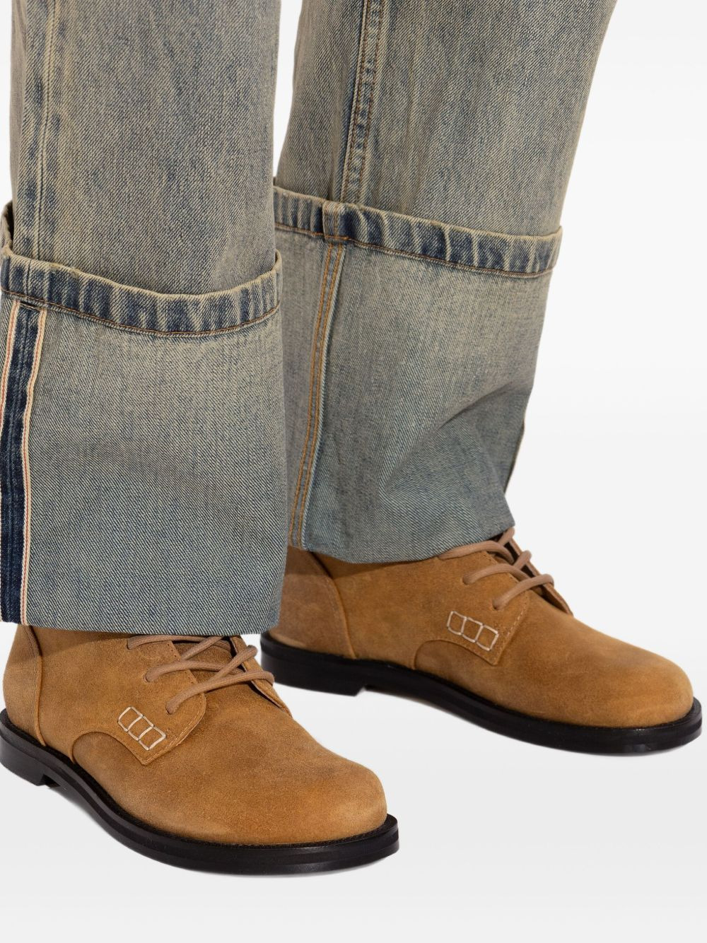 lace-up suede boots - 4