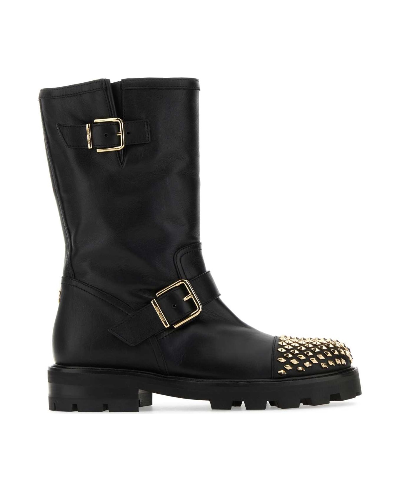Black Leather Biker Ii Boots - 1