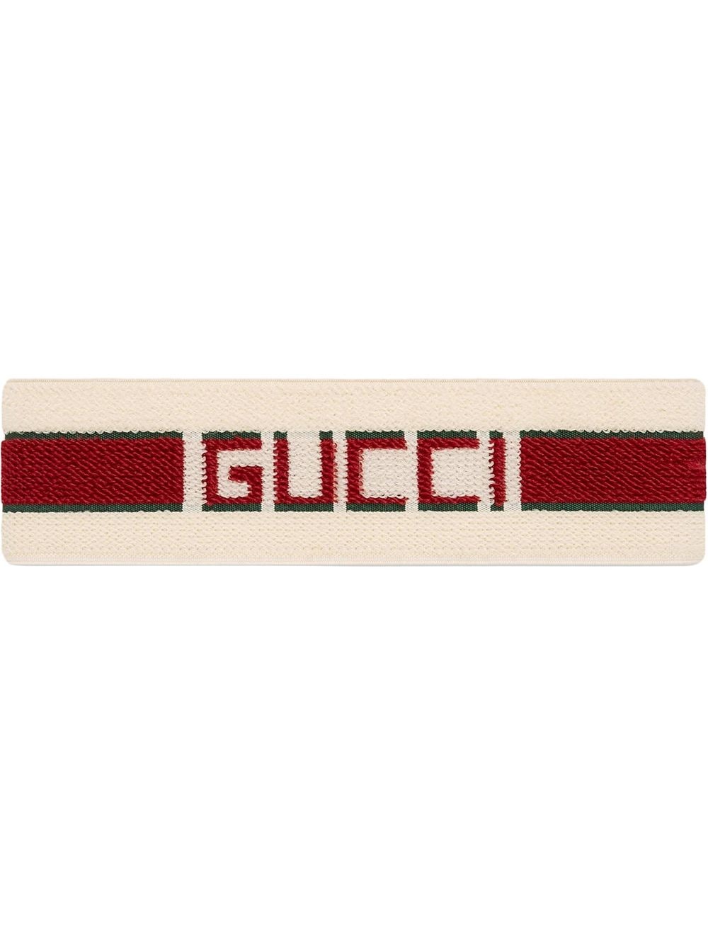 red and white Elastic Gucci stripe headband - 1