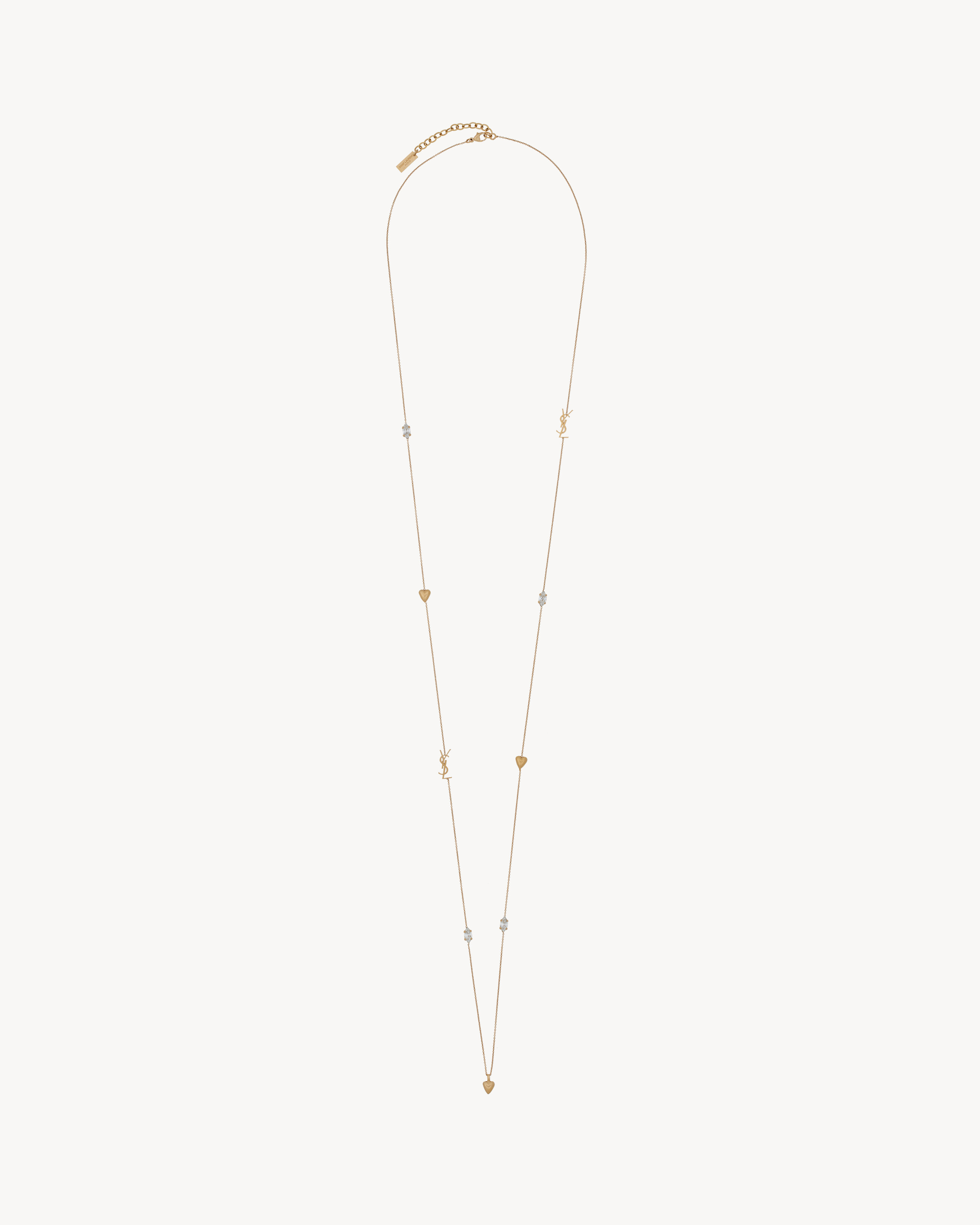 CASSANDRE, HEART AND RHINESTONE LONG NECKLACE IN METAL - 1