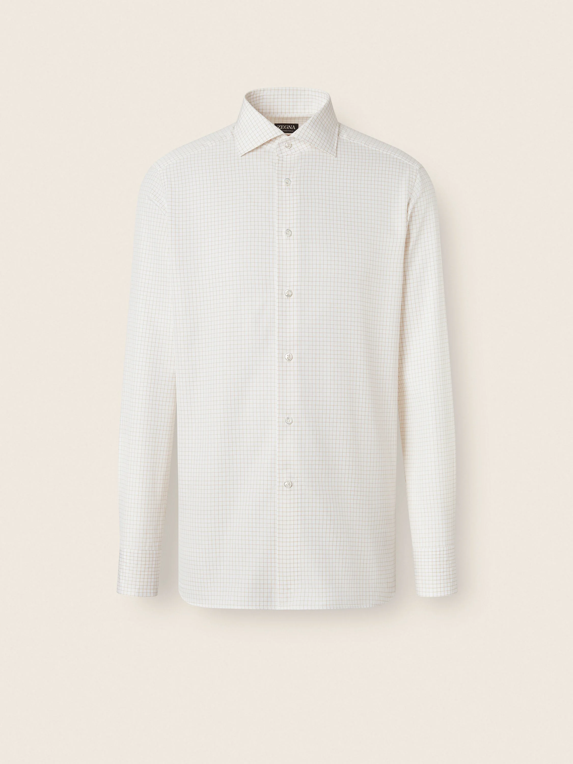WHITE AND YELLOW CHECKED COTTON SHIRT - 1