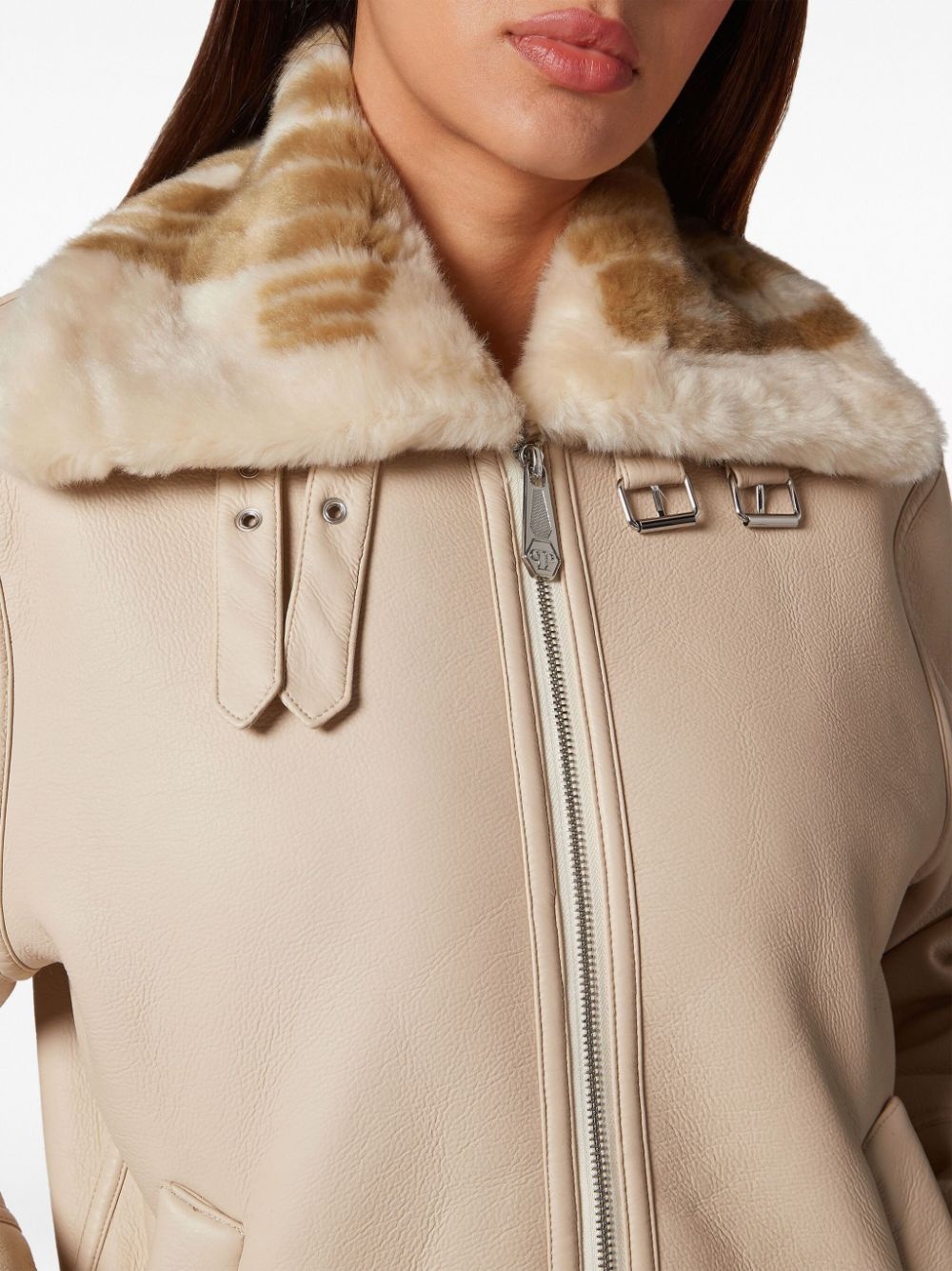 faux-shearling aviator jacket - 4
