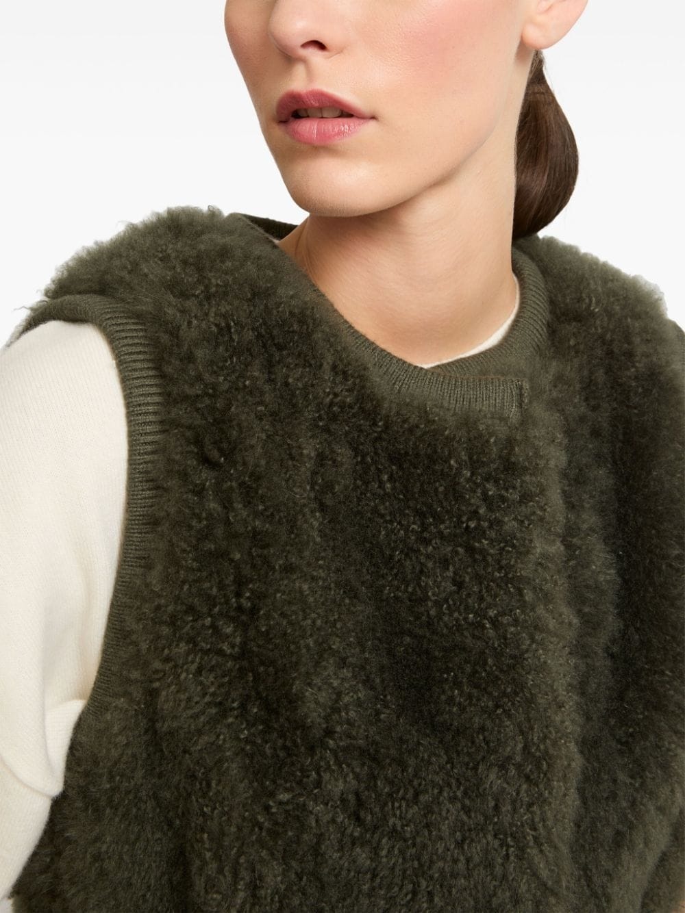 belted shearling gilet - 4