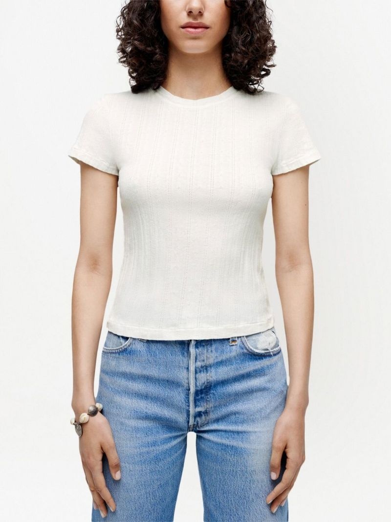 pointelle-knit cotton T-shirt - 2