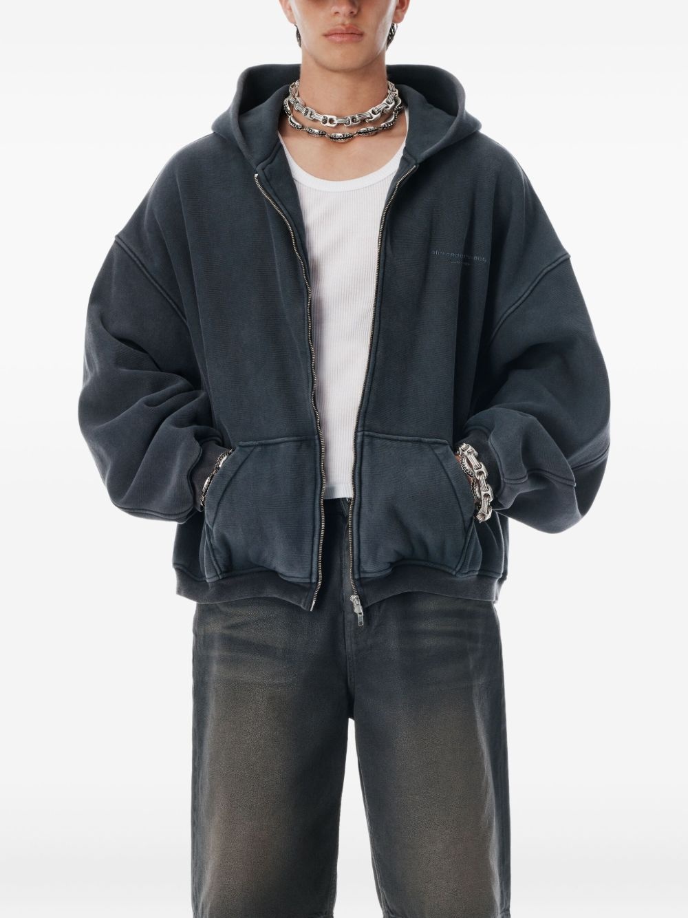 logo-print zip-up hoodie - 4