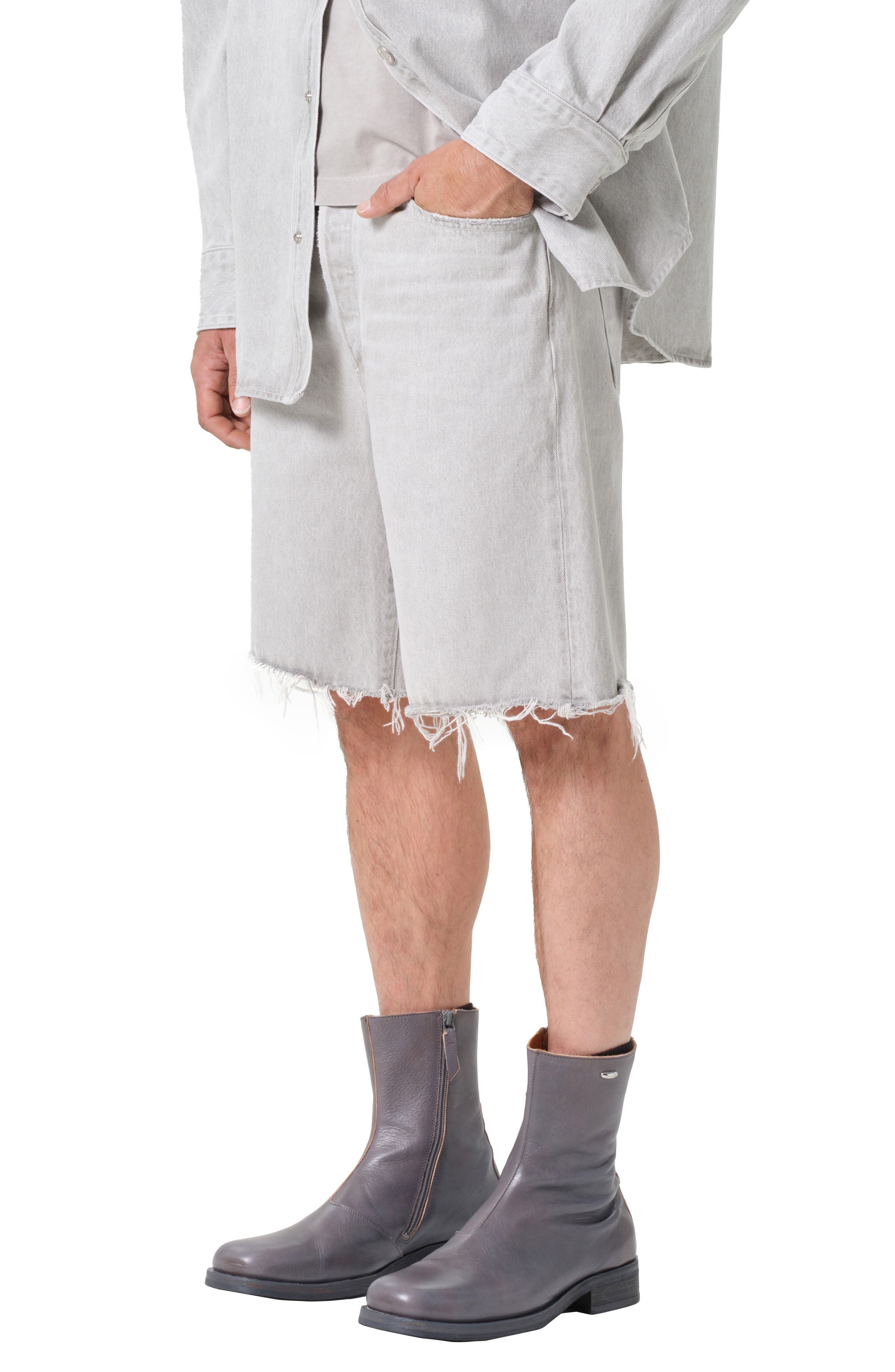 AGOLDE Anson Raw Hem Denim Shorts in Coin at Nordstrom - 5