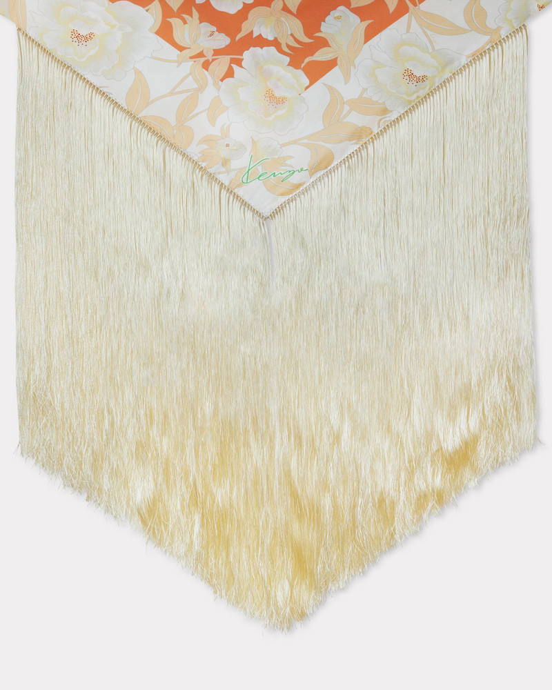KENZO 'KENZO Peonies' large tassel triangle in silk outlook