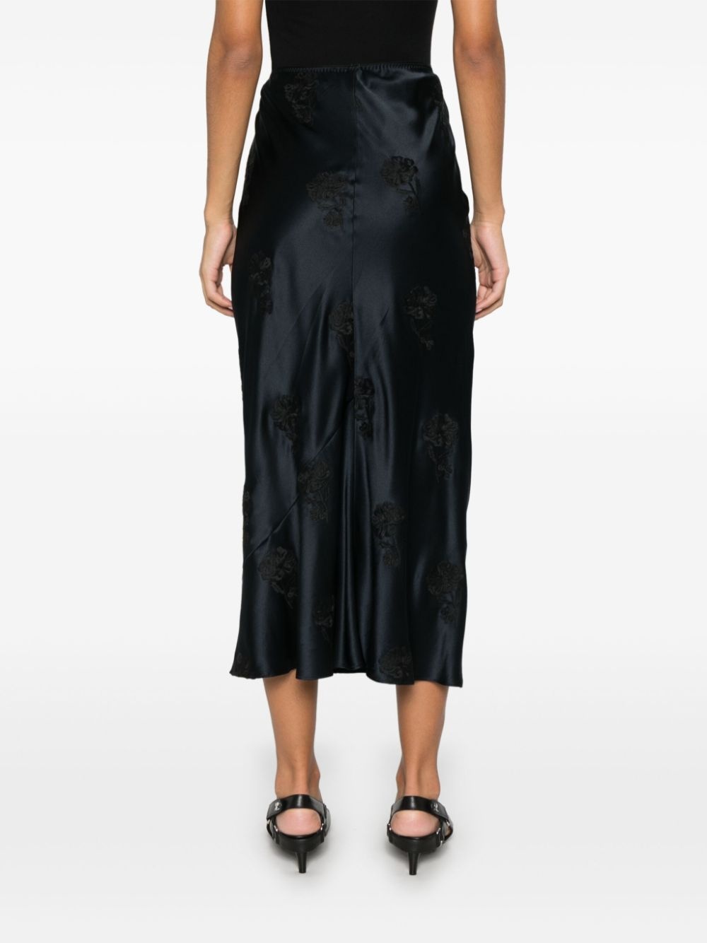 floral-embroidered midi skirt - 4