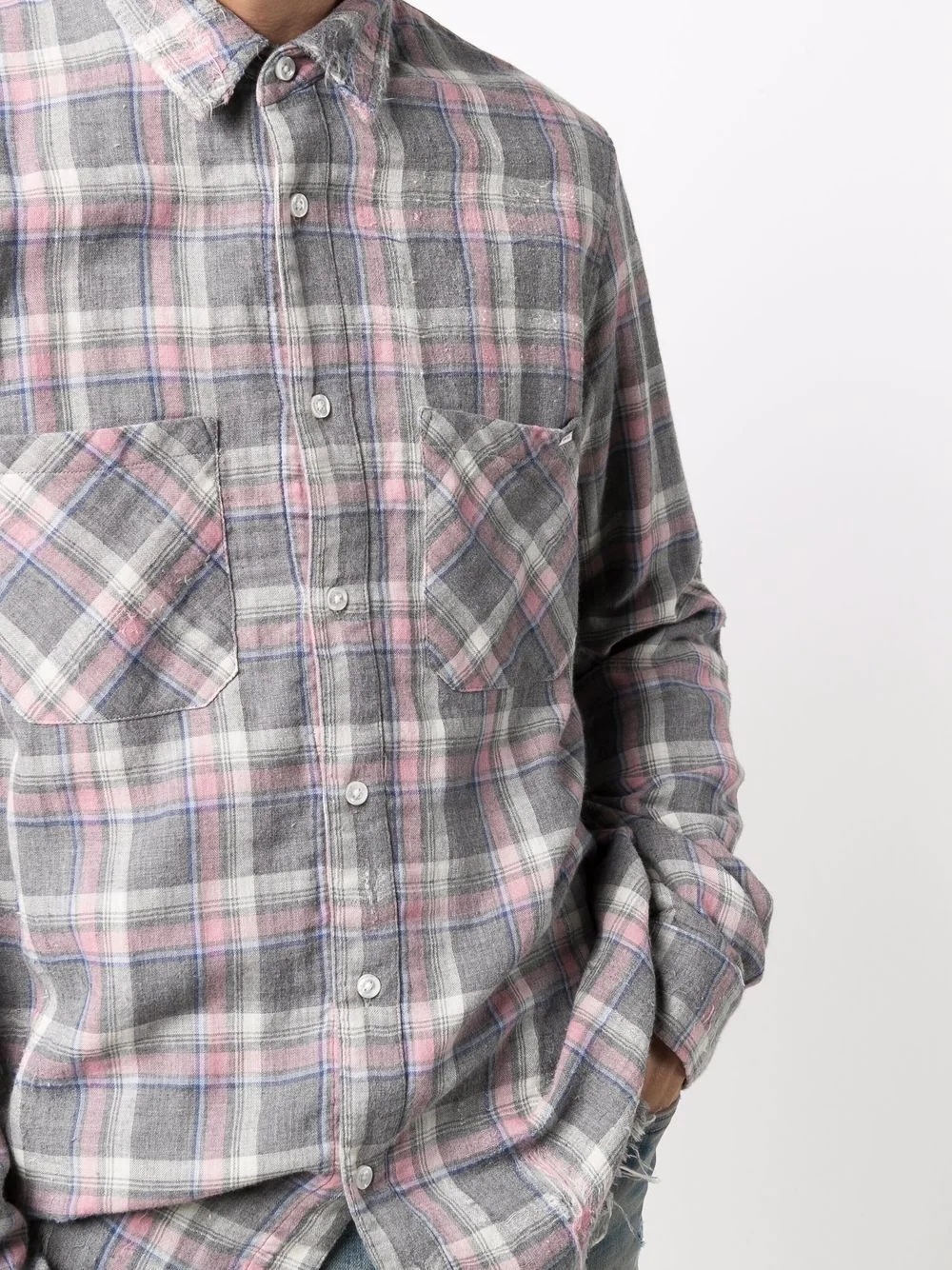 raw-cut checked shirt - 5