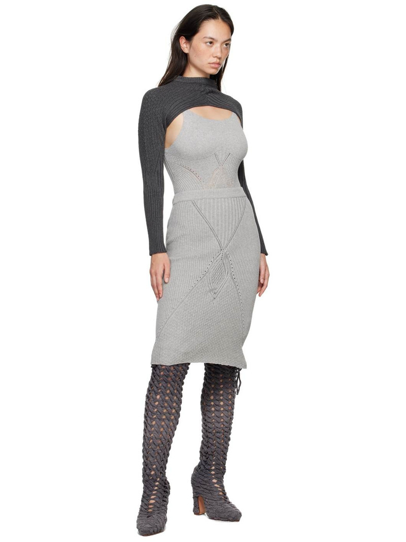 ISA BOULDER SSENSE Exclusive Gray Spiral Cable Boots outlook
