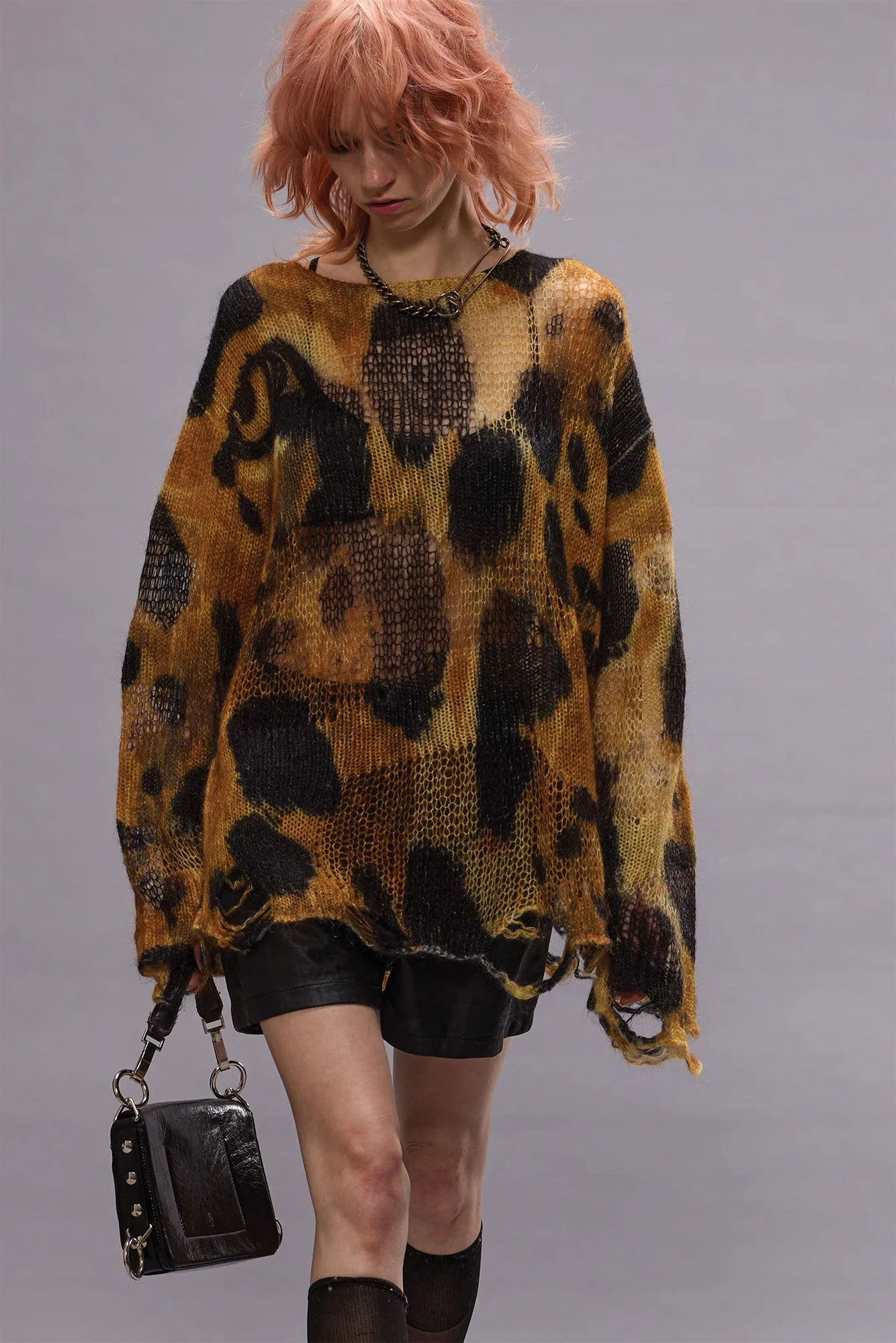 BOYFRIEND SWEATER WITH CAST-OFF NECK - LEOPARD - 1