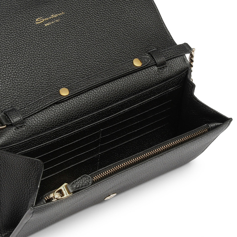 Santoni Black leather crossbody bag outlook
