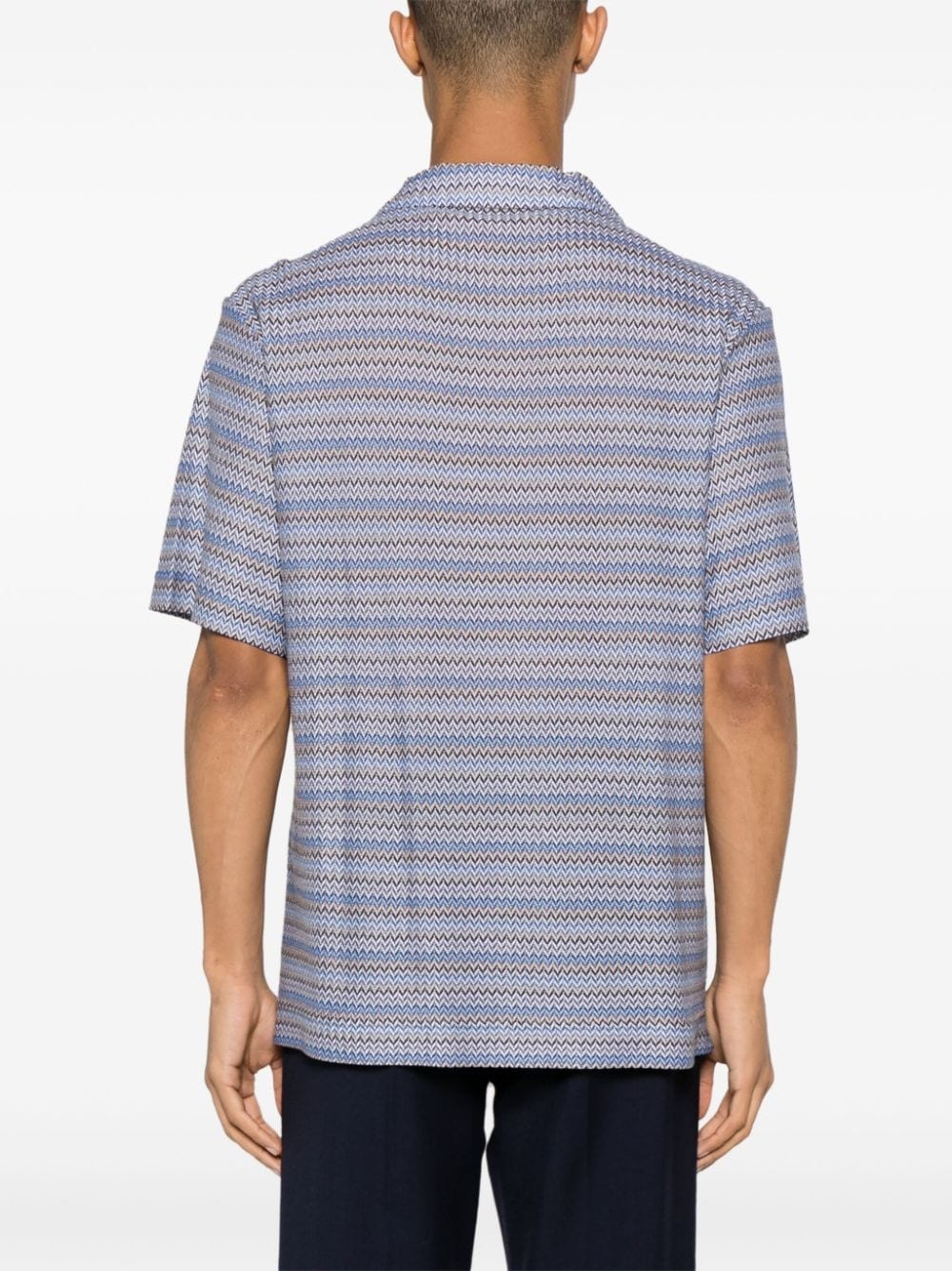 camp-collar chevron-knit shirt - 4