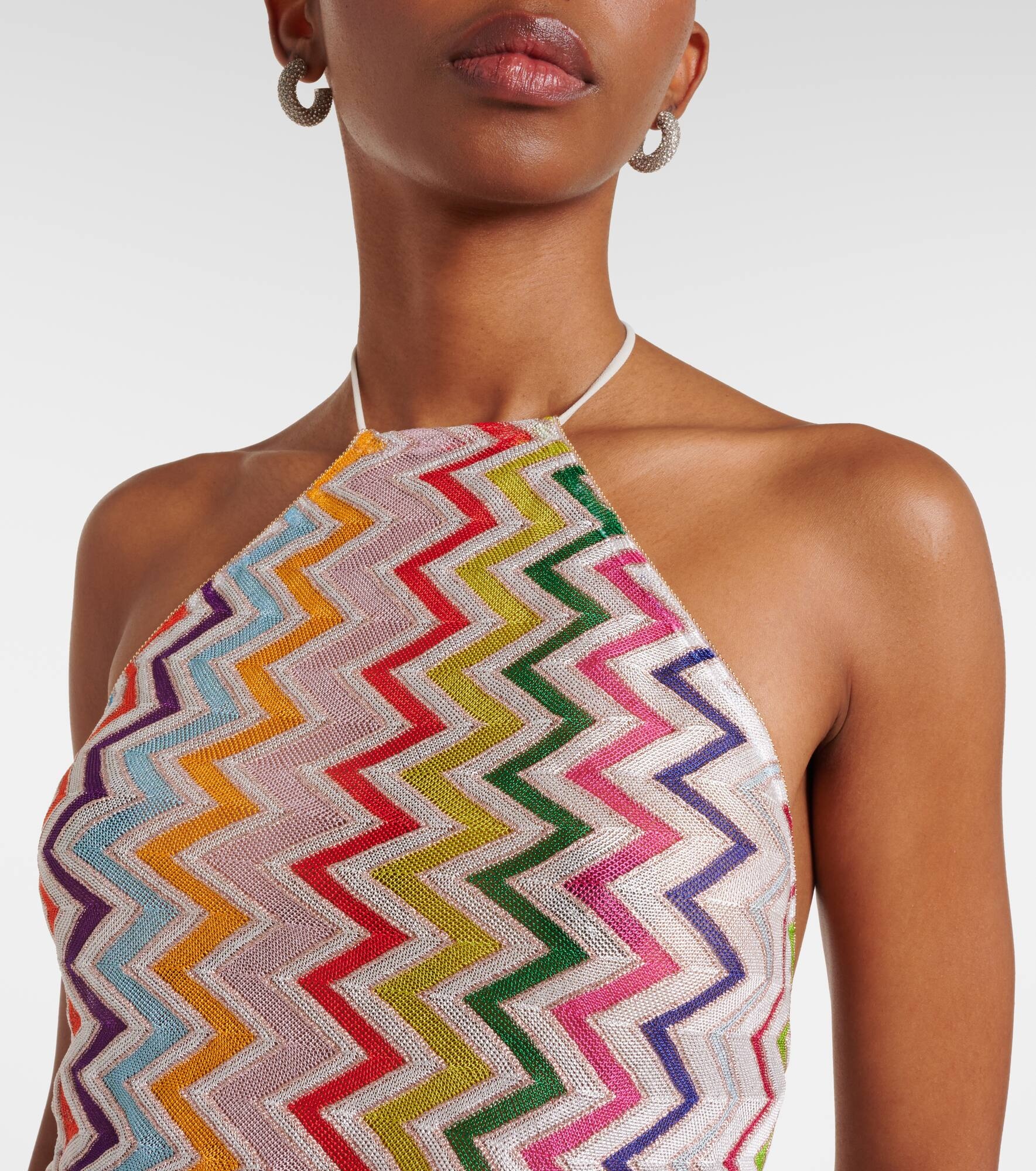 ZigZag knitted open-back halterneck top - 4