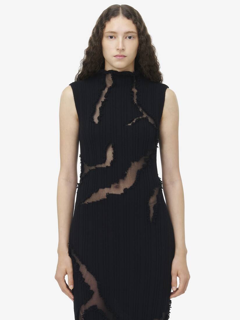 Distressed Detail Knit Midi Dress - 5