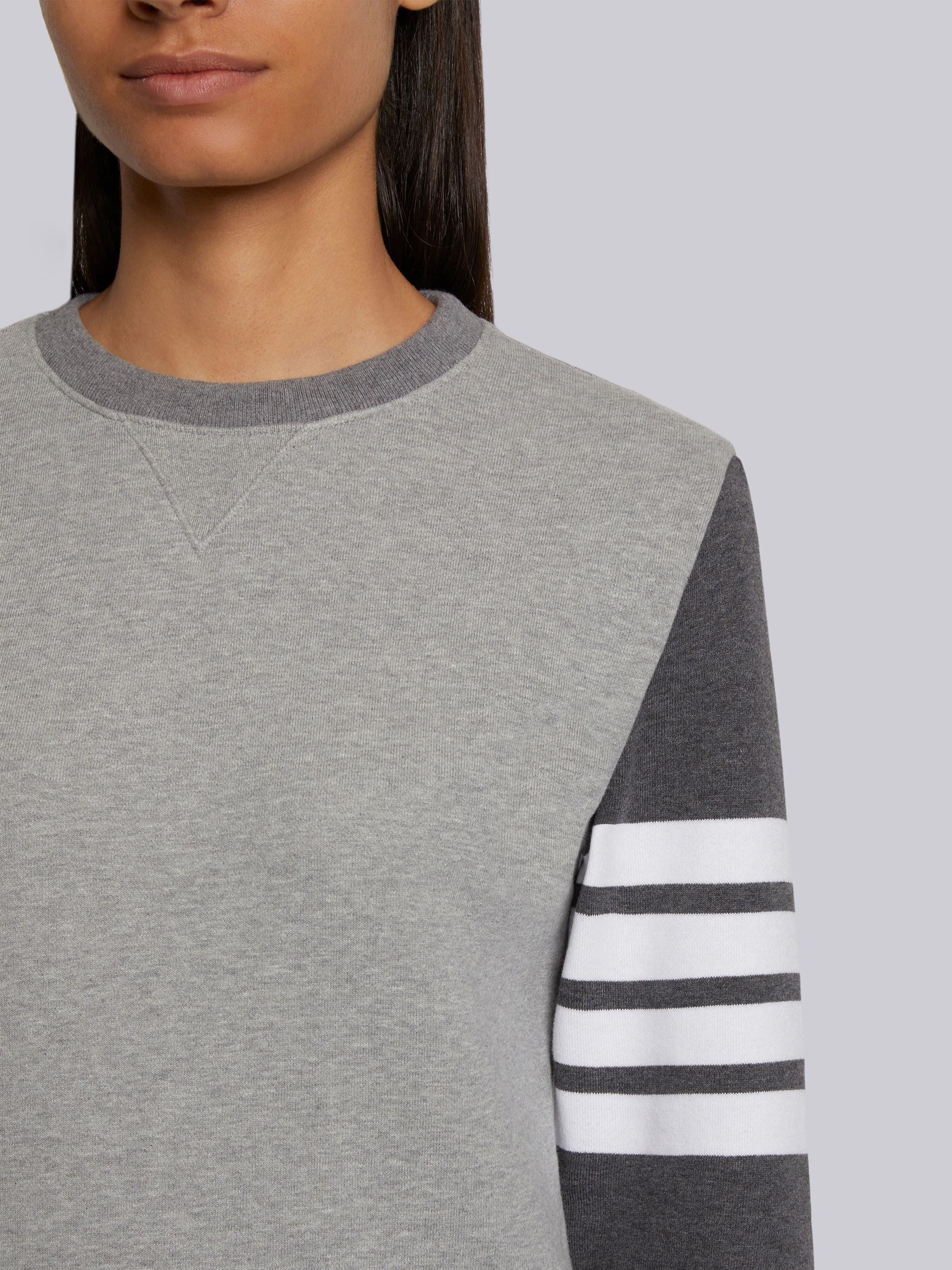 Tonal Grey Classic Loop Back Relaxed Crewneck 4-Bar Sweatshirt - 4