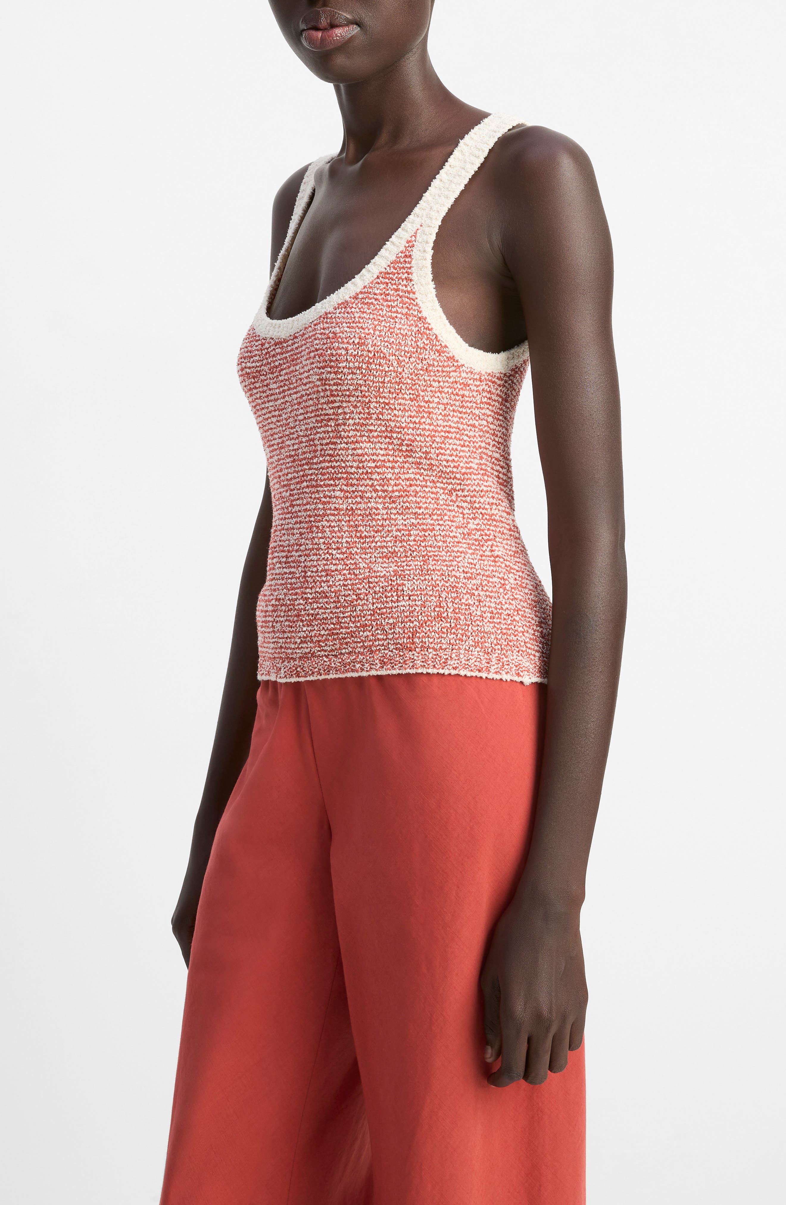 Vince Textured Microstripe Sweater in Oat Shell/Brick Rose at Nordstrom - 3