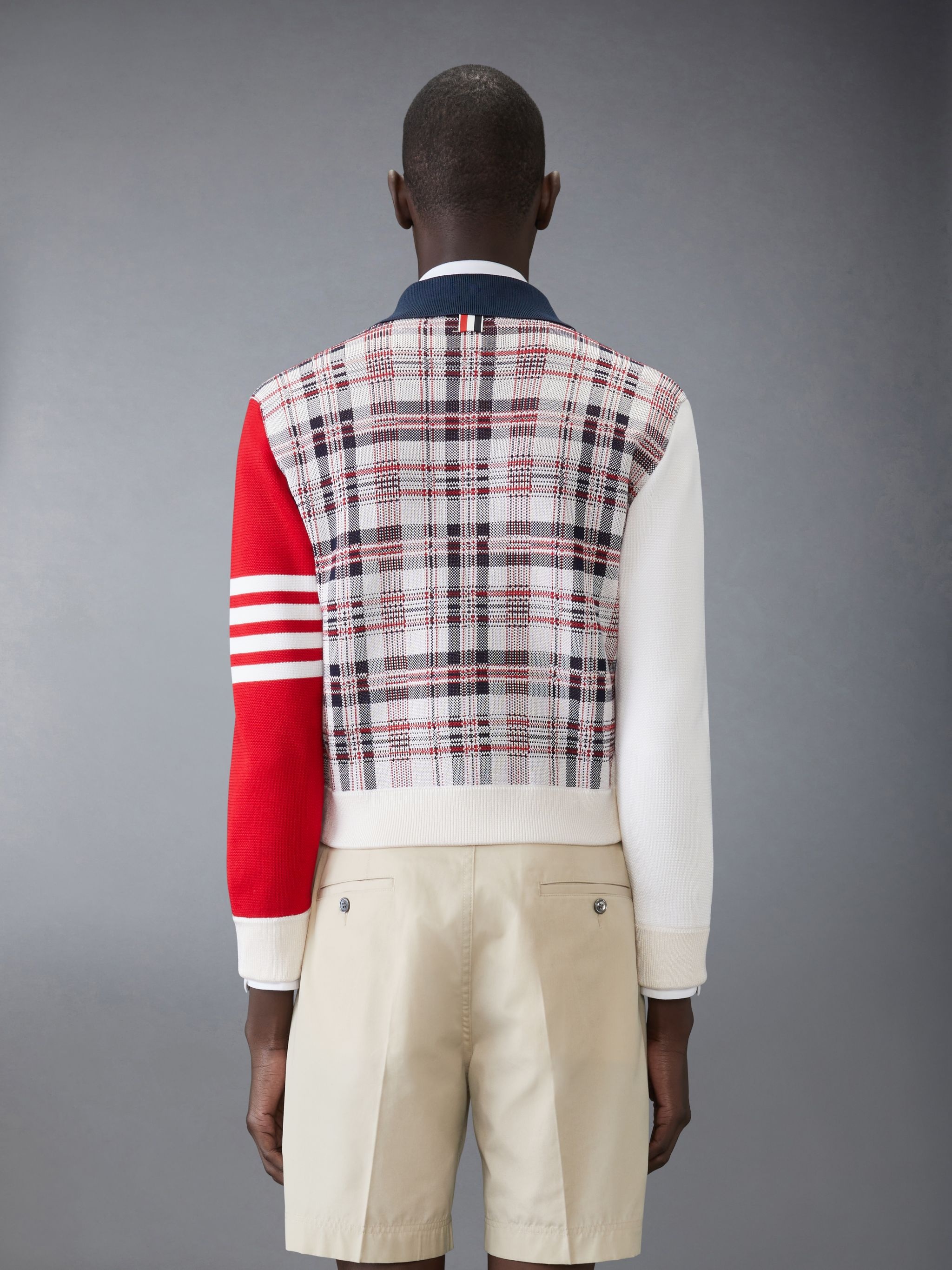 FUNMIX MADRAS CHECK 4-BAR BOMBER JACKET - 2