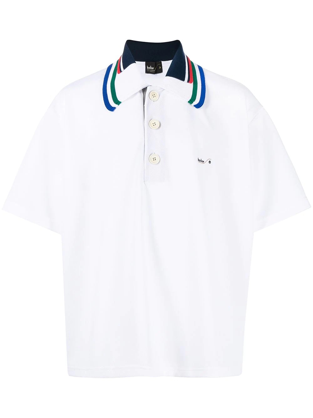 striped collar polo shirt - 1