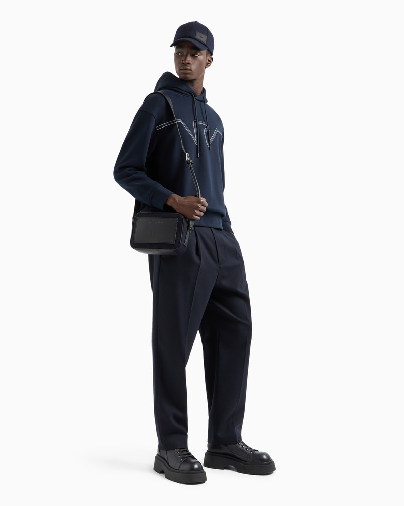 EMPORIO ARMANI Hooded jersey sweatshirt with embossed domed logo outlook