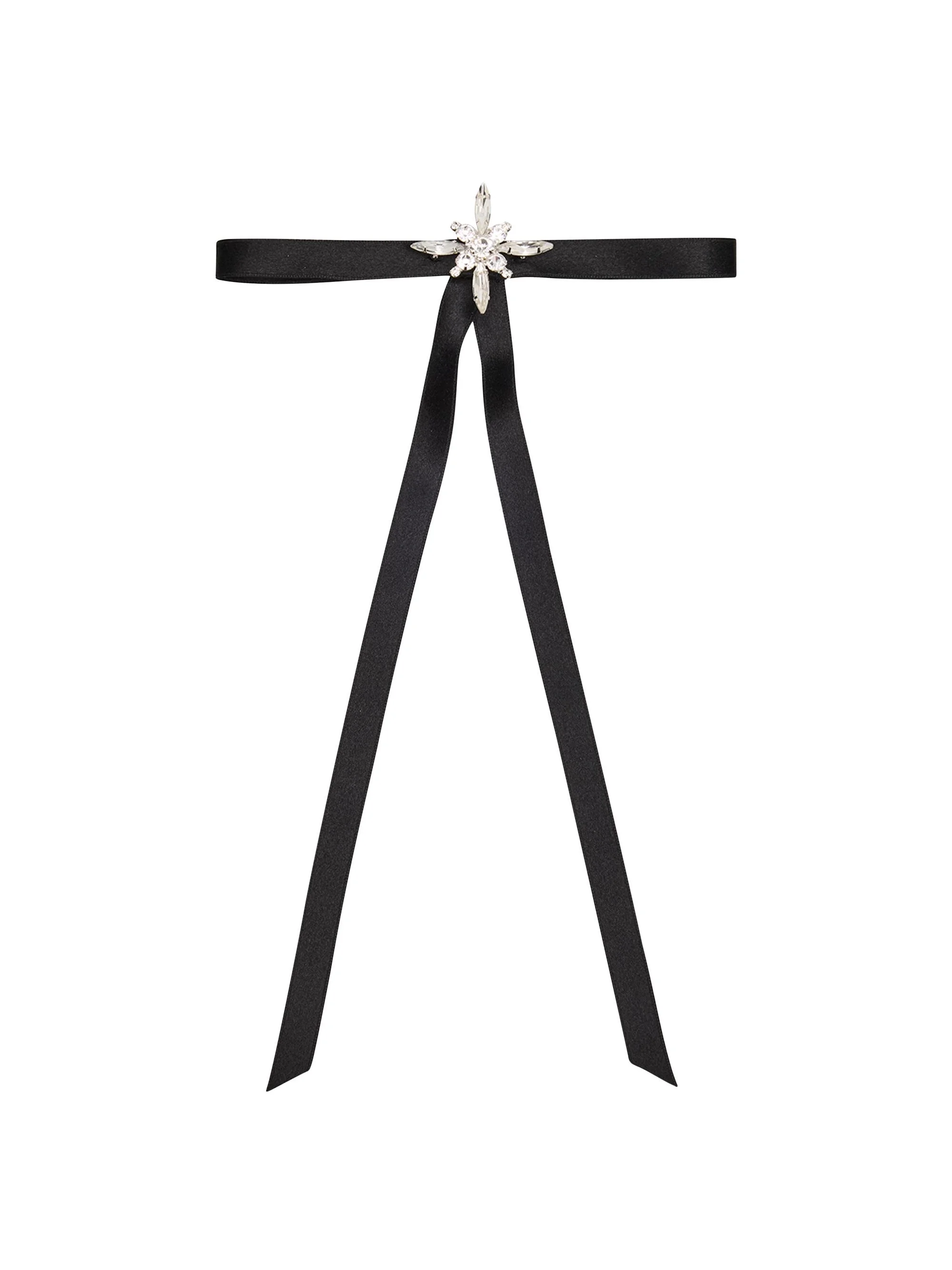 Women's Avril Crystal Satin Bow - Black - 1