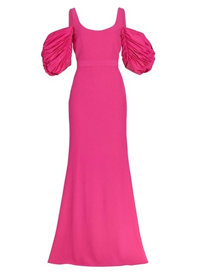 Draped Puff-Sleeve Gown 1