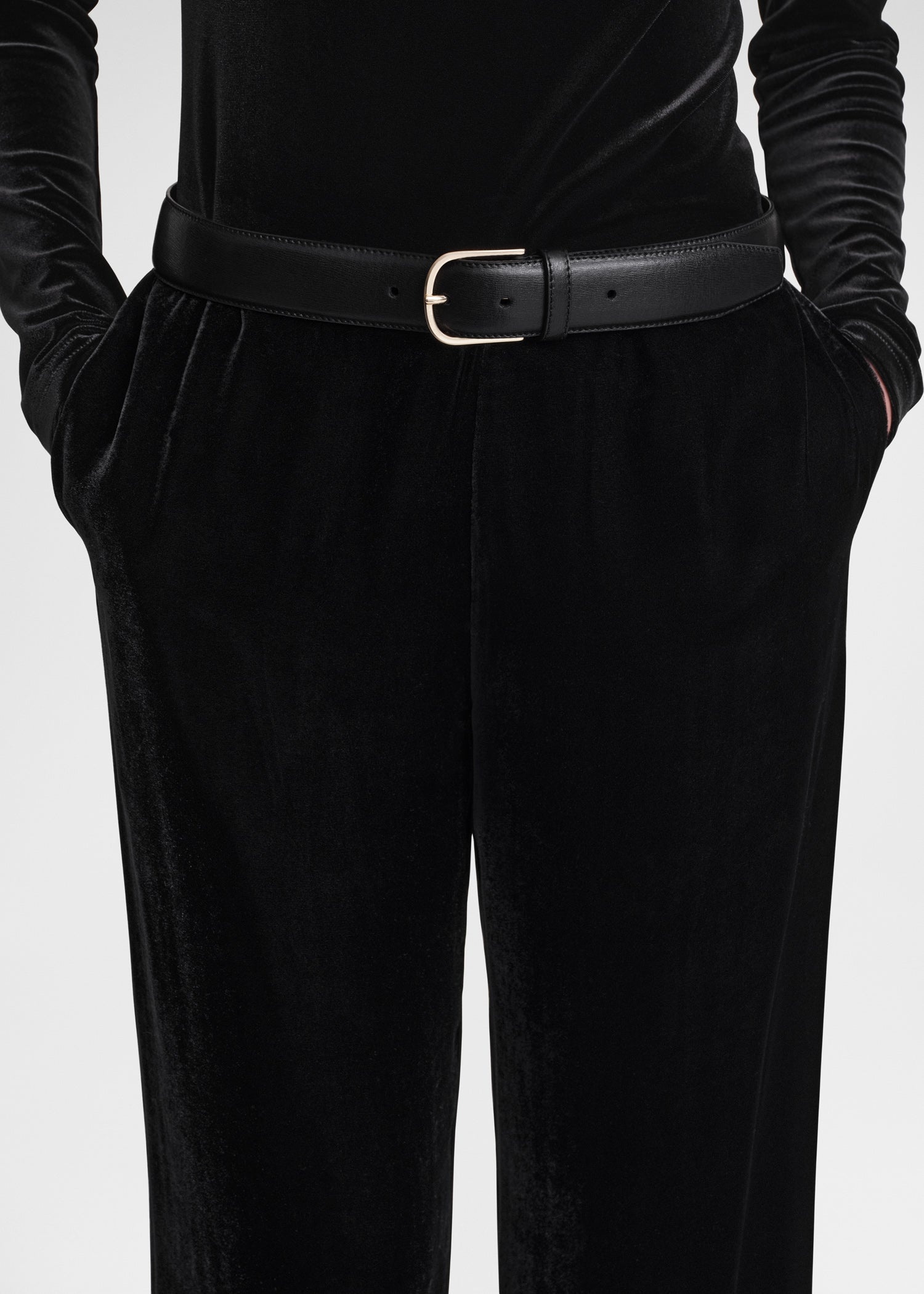 Wide velvet trousers black - 5