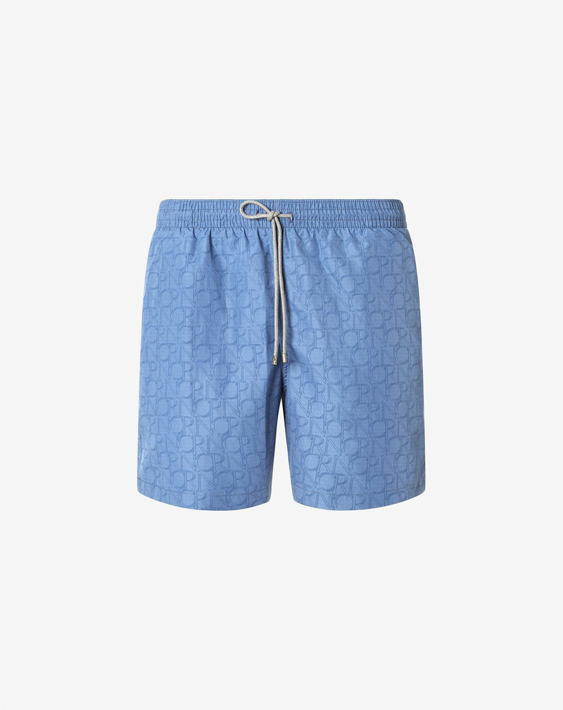 Short light blue boxer swimming trunks 1