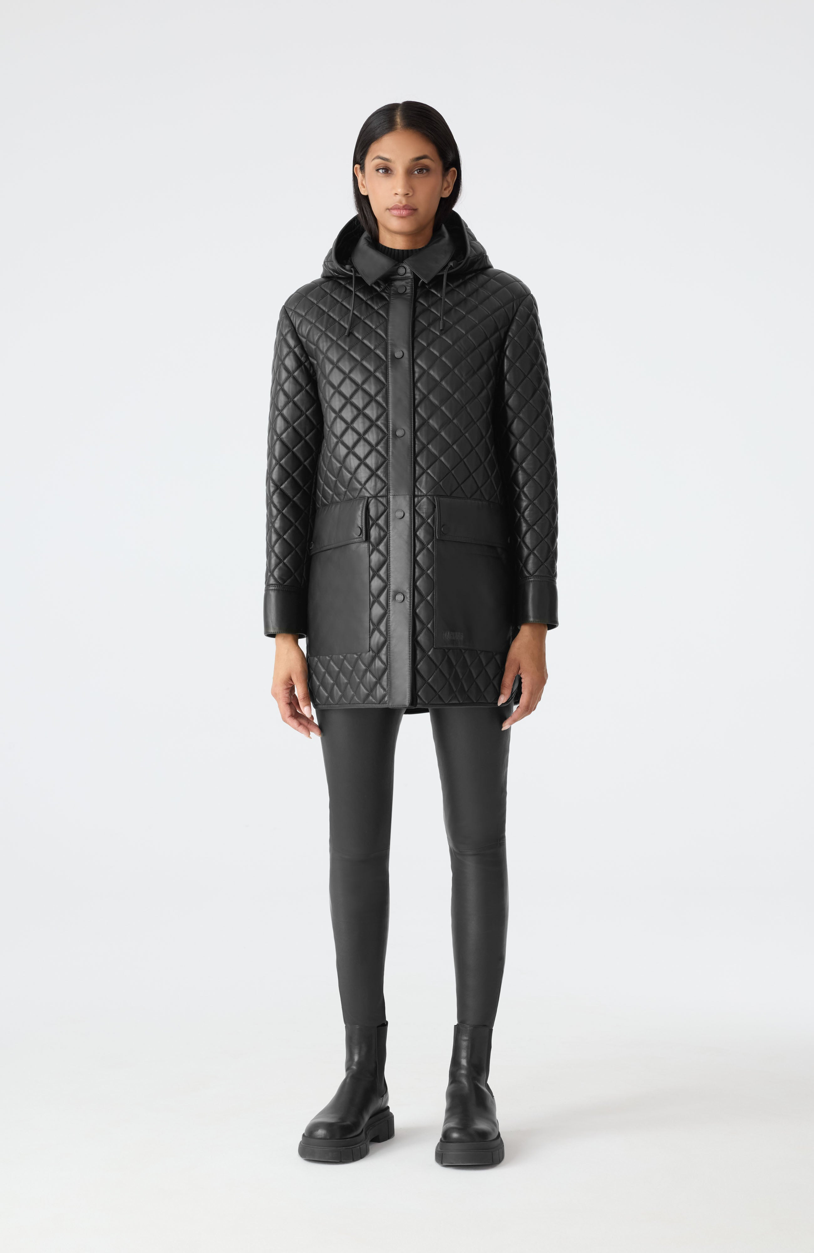 LITZY Quilted Leather Jacket with Hood - 2