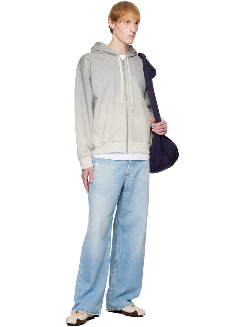 Marine Serre Gray Moon Faded Fleece Zipped Hoodie outlook