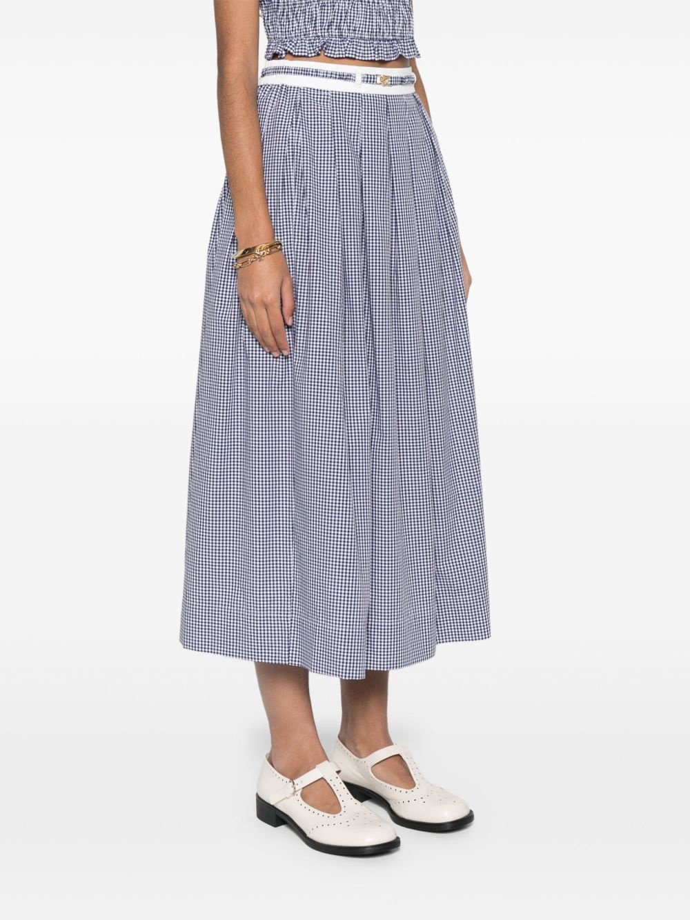 gingham-pattern midi skirt - 3