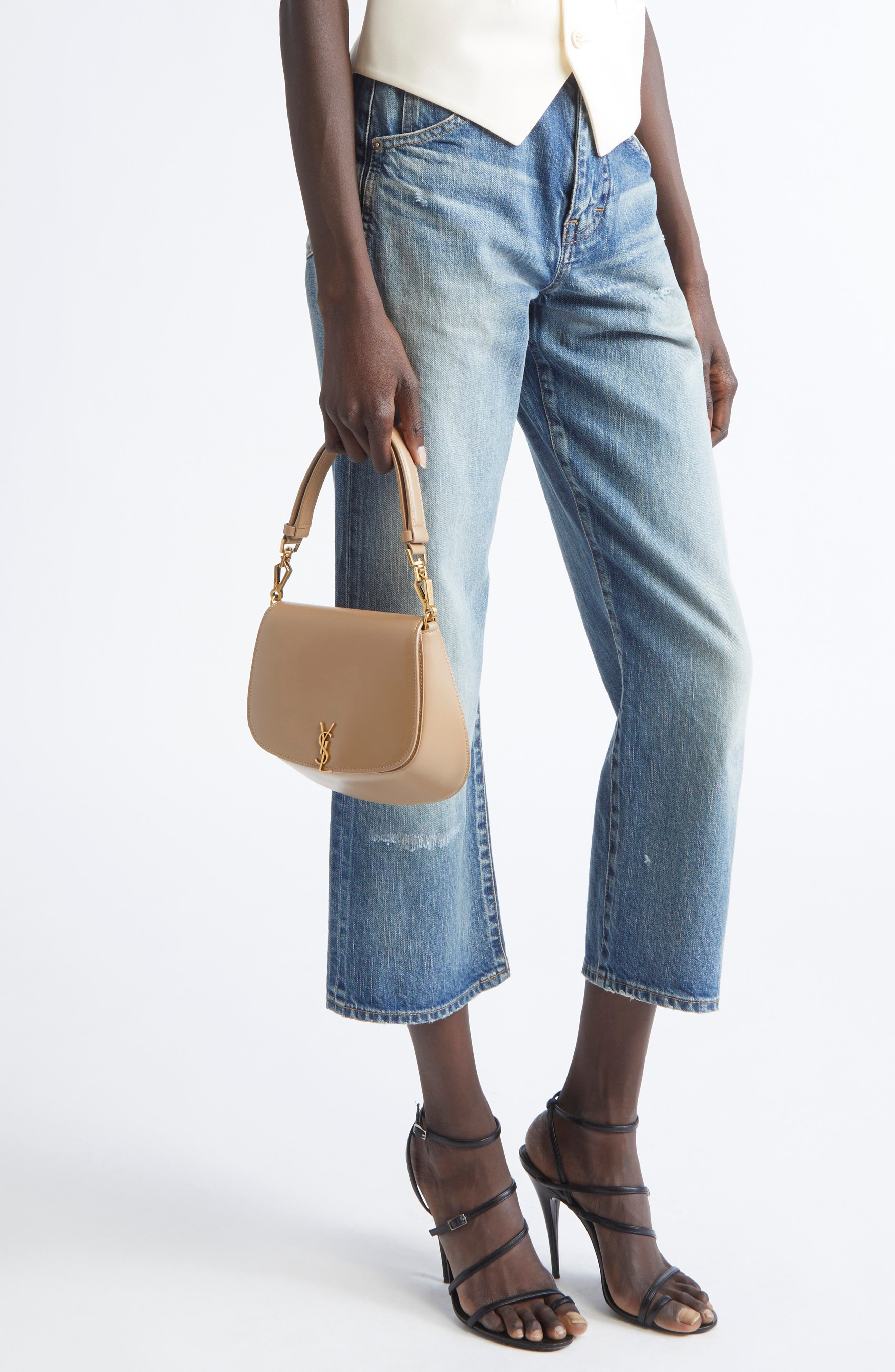 Saint Laurent Mini Voltaire Box Leather Top Handle Bag in Toffee at Nordstrom - 2