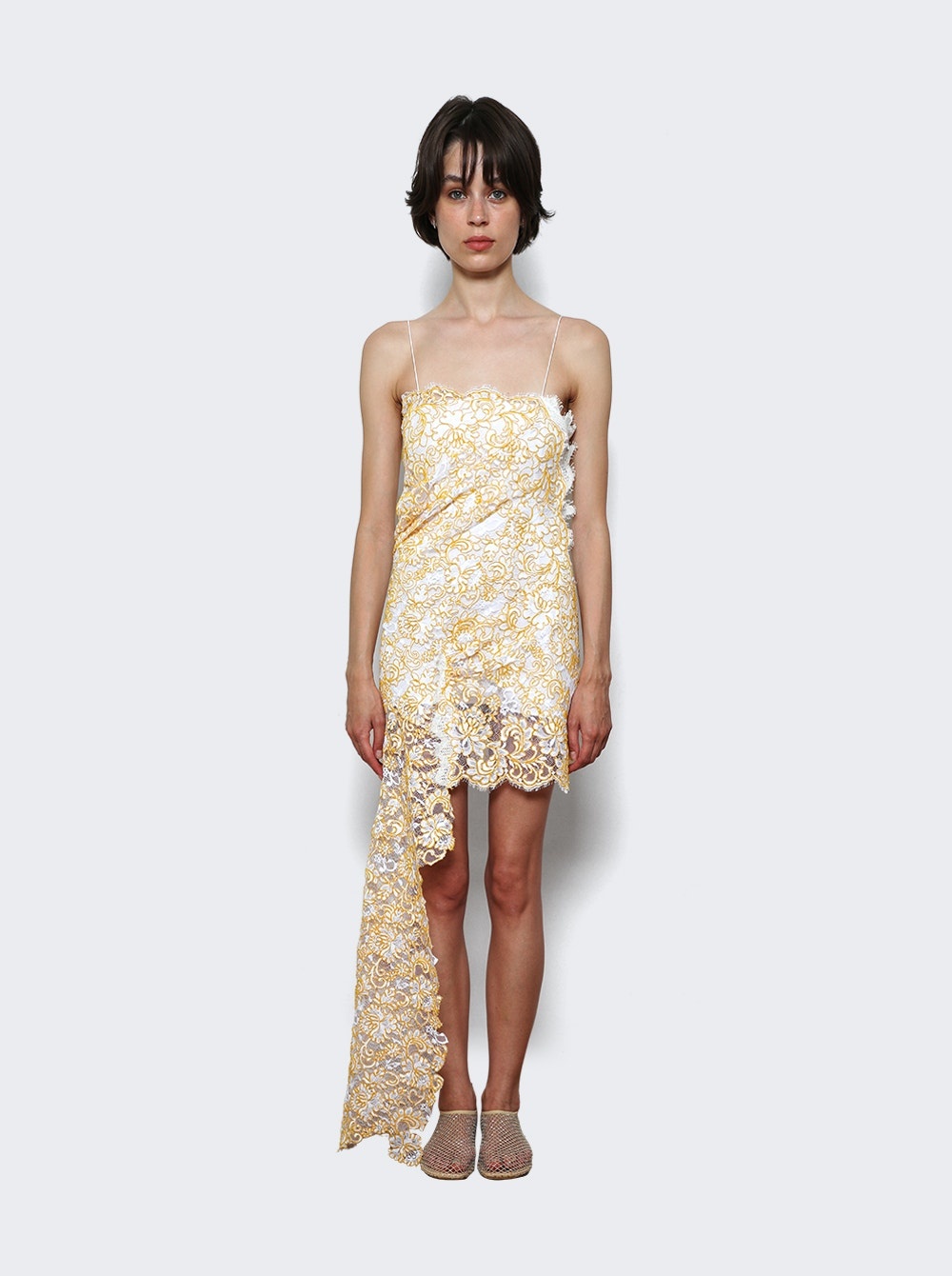 Floating Lace Cami Mini Dress Signal Yellow - 3