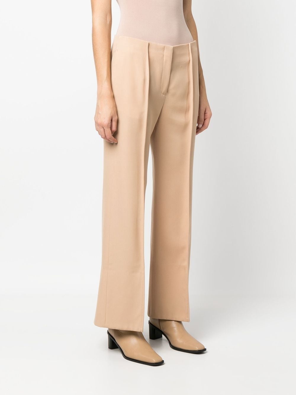 pintuck-detail flared trousers - 3
