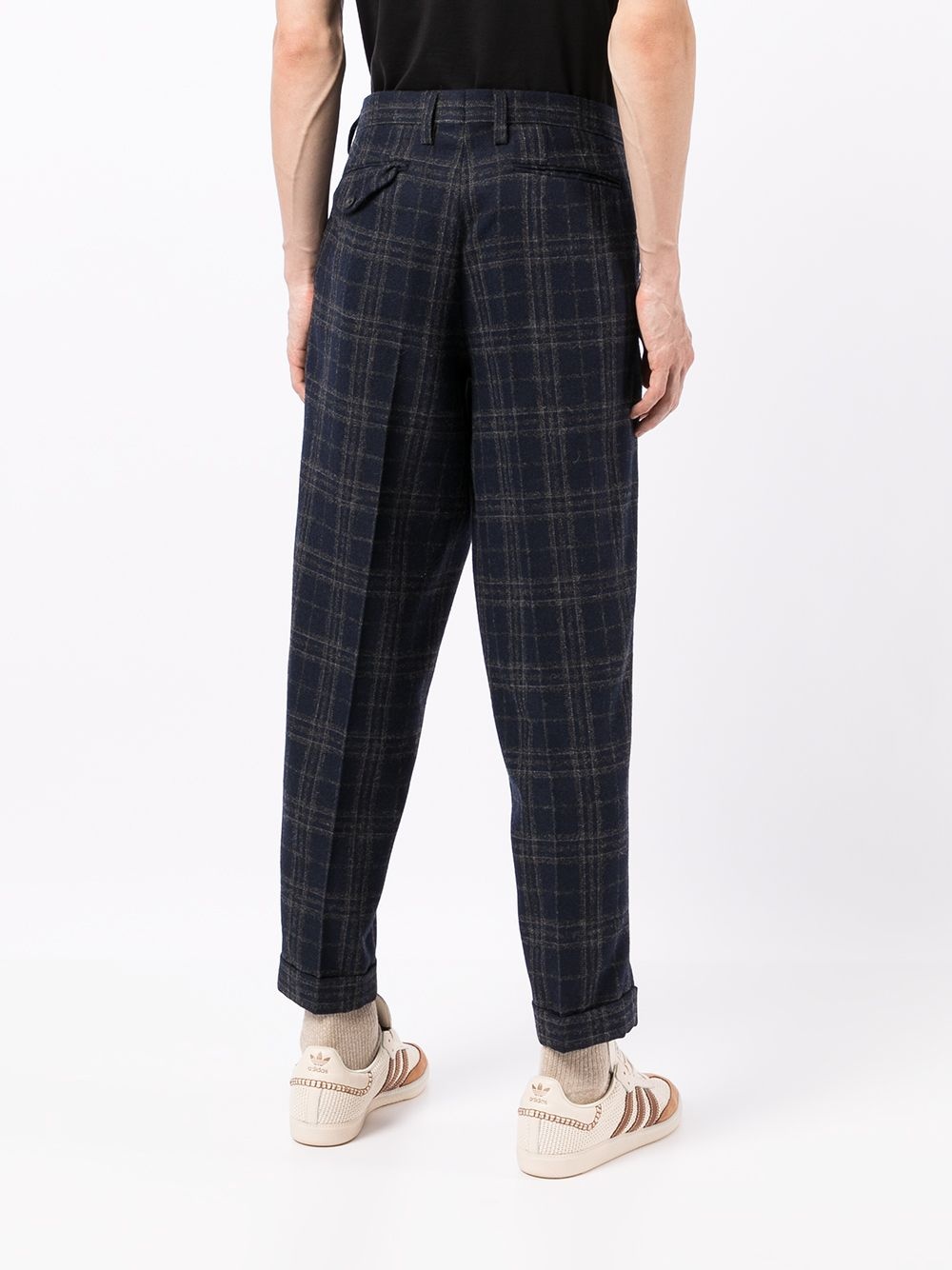 plaid-check print trousers - 4