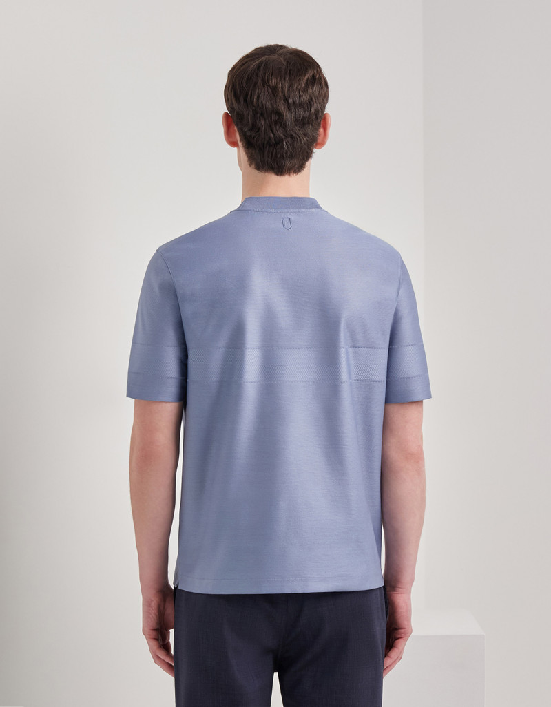 AIR FORCE BLUE COTTON SHORT-SLEEVED T-SHIRT WITH CONTRASTING DETAIL 3