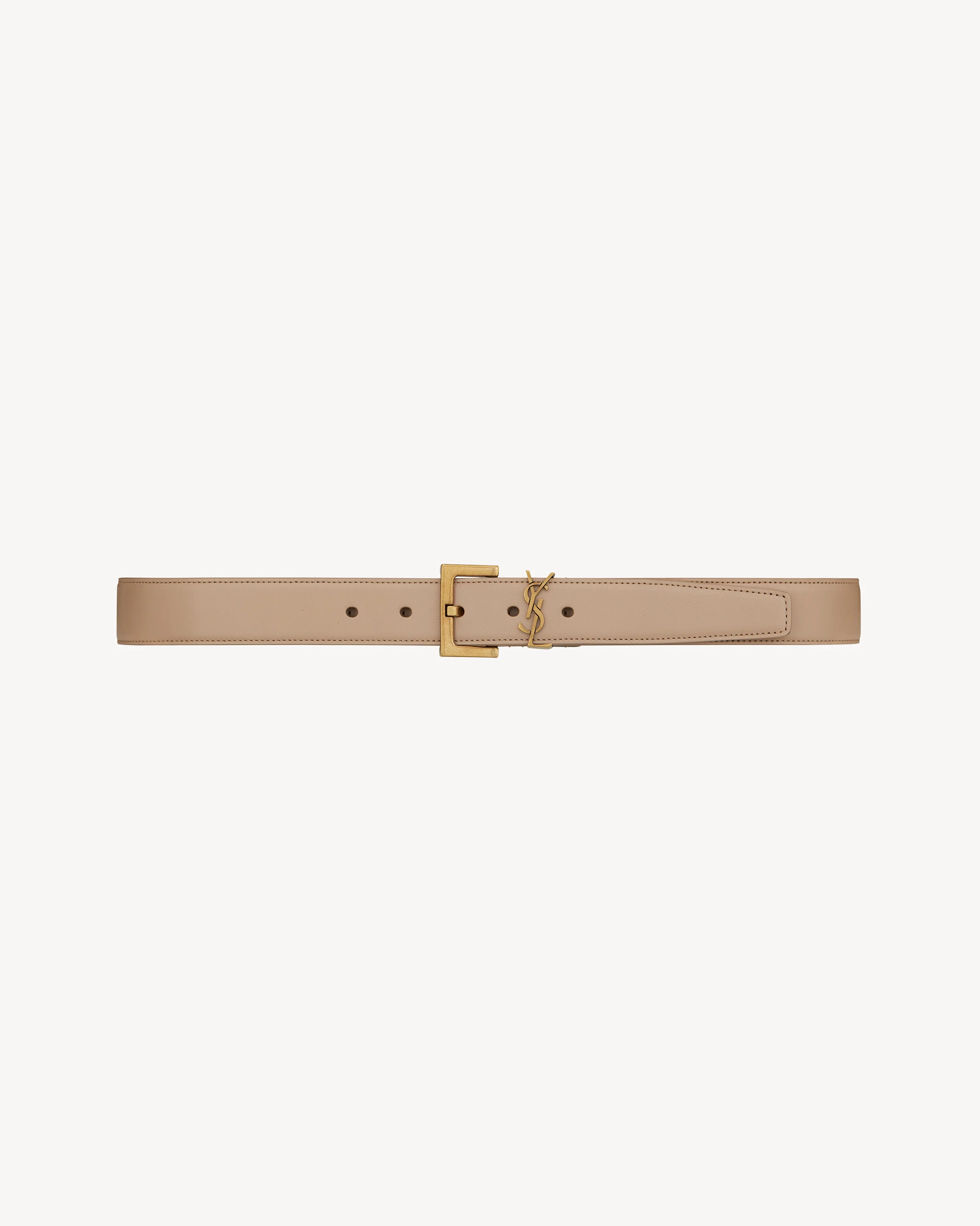 monogramme belt with square buckle in shiny box saint laurent leather - 1