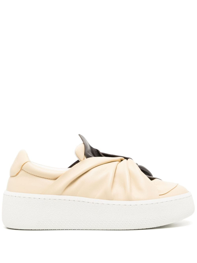 two-tone knot-detail loafers 1