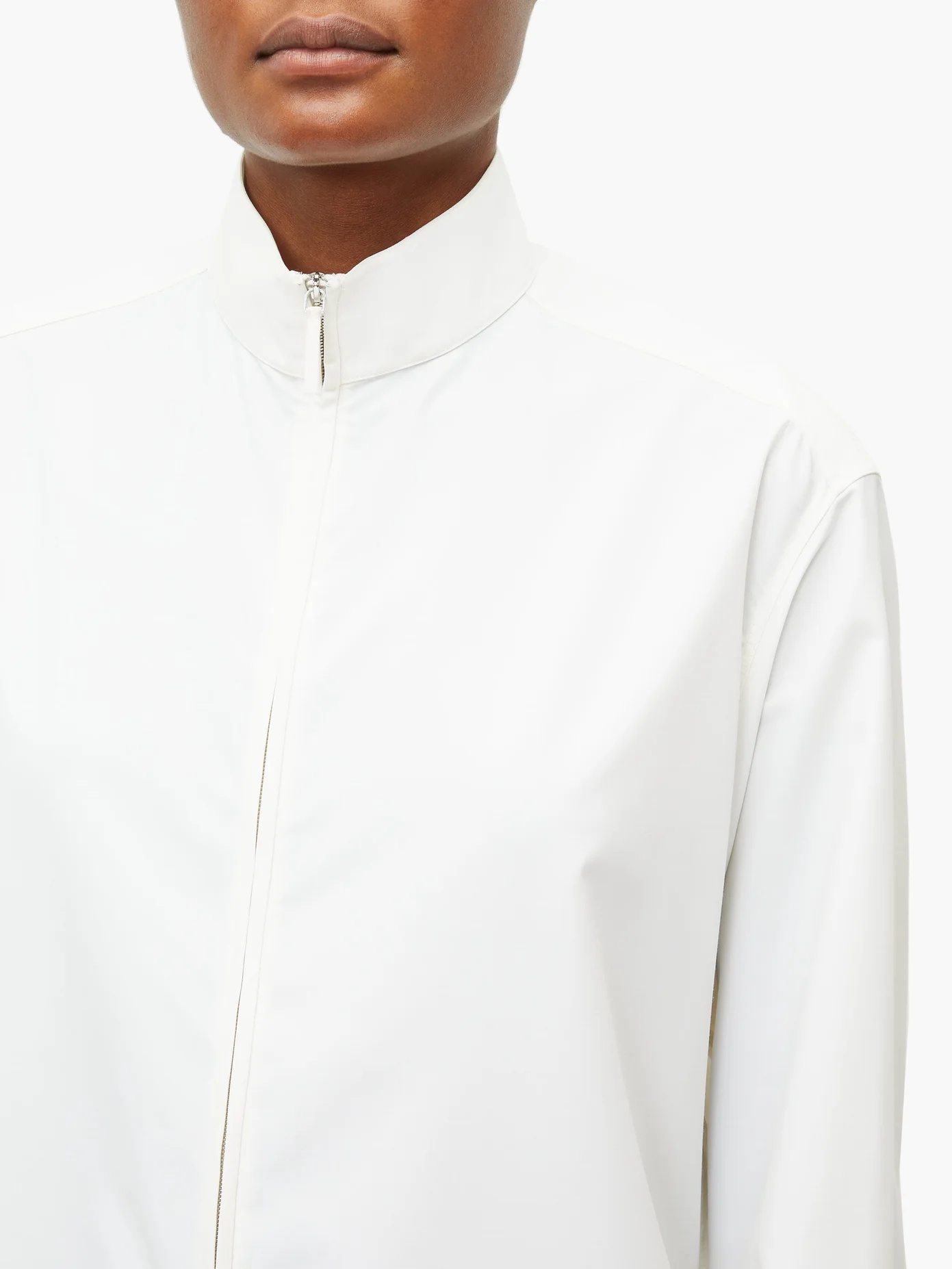 Zana high-neck zip-through poplin shirt - 3