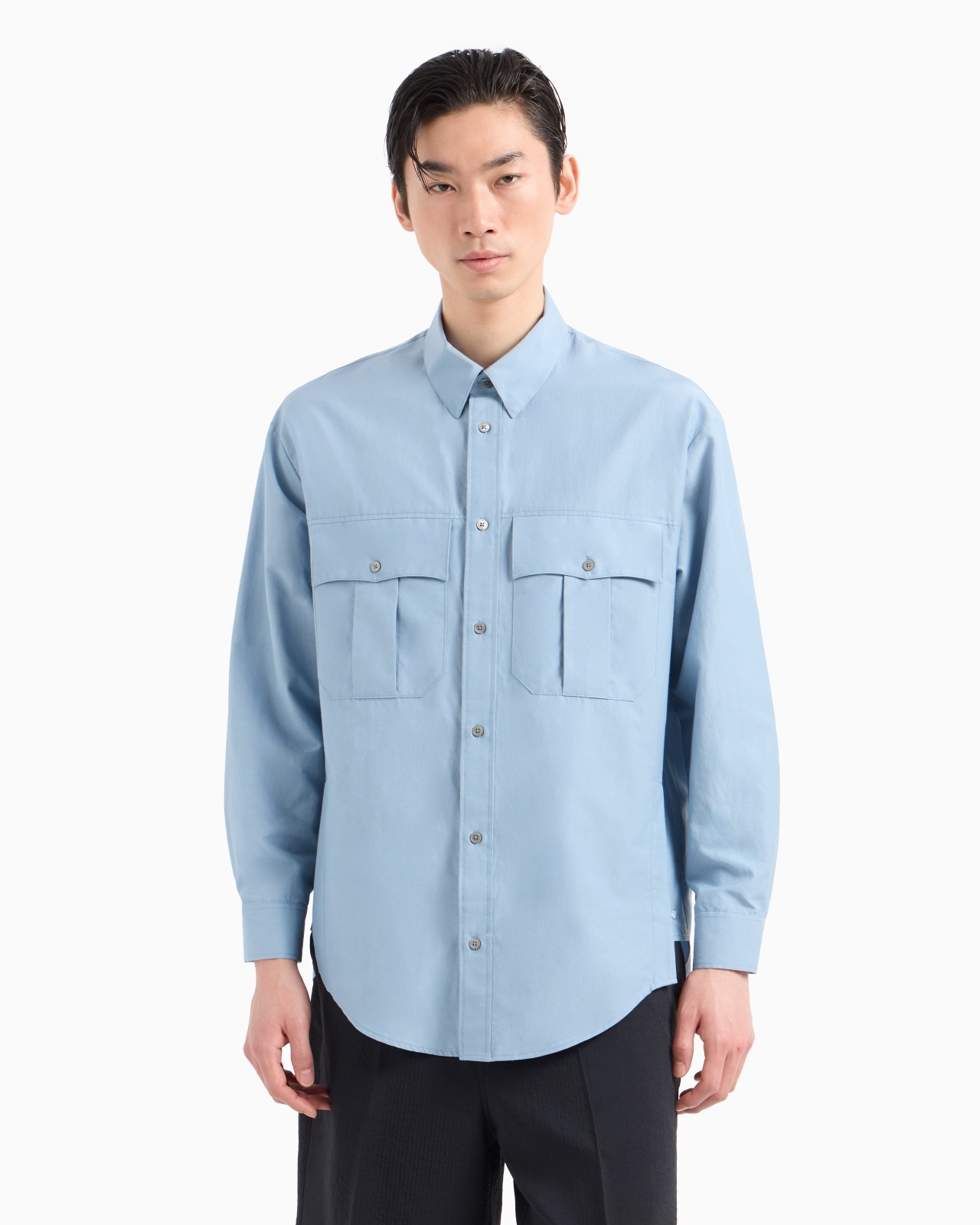 BOXY SILK-BLEND SHIRT WITH POCKETS - 4