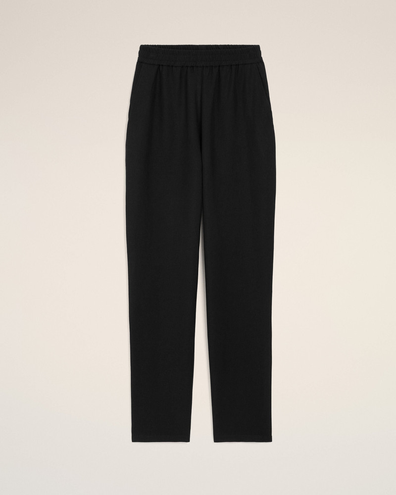 BLACK BLENDED LINEN ELASTICATED WAIST TROUSERS 1