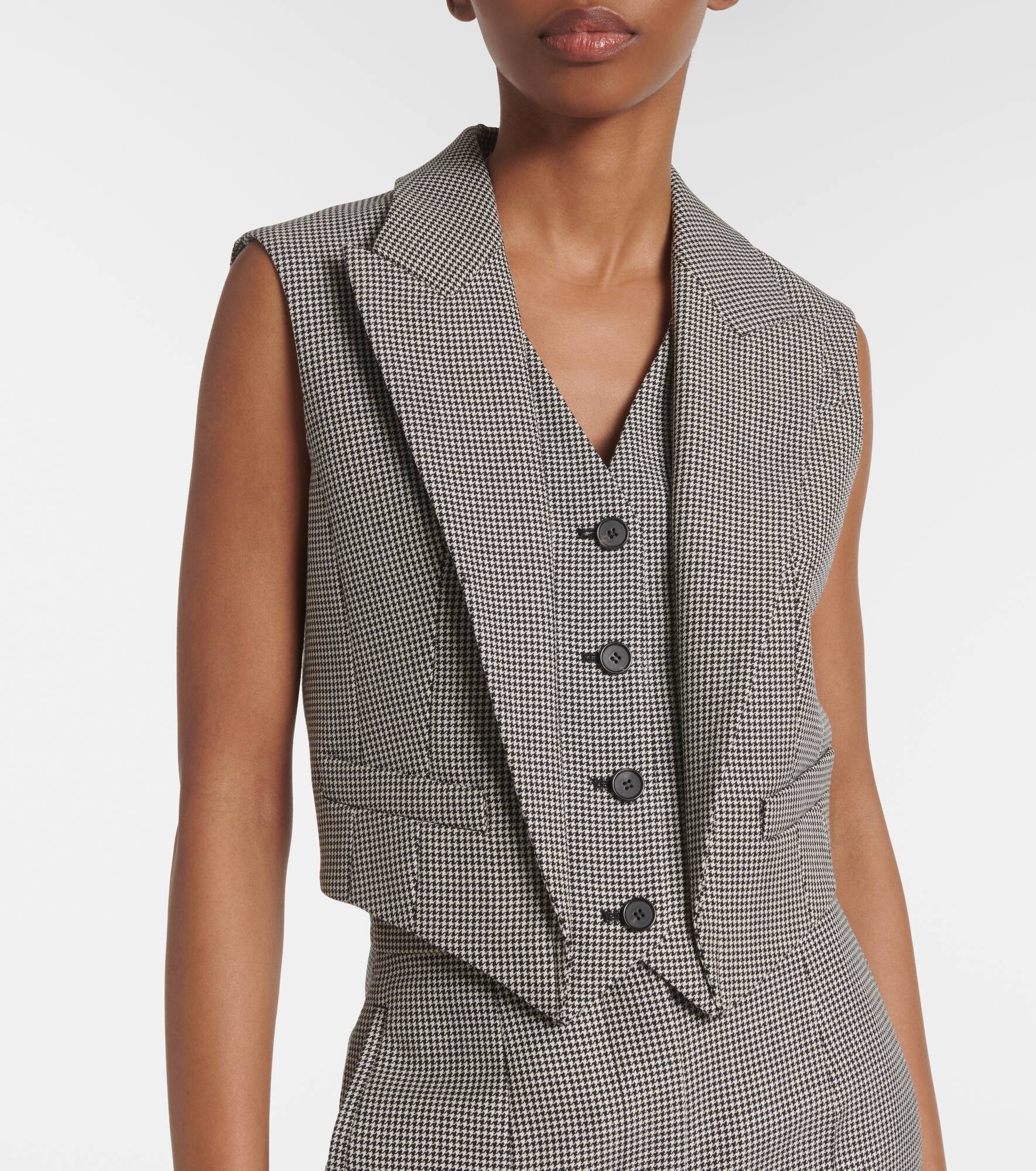 Houndstooth wool and mohair vest - 6
