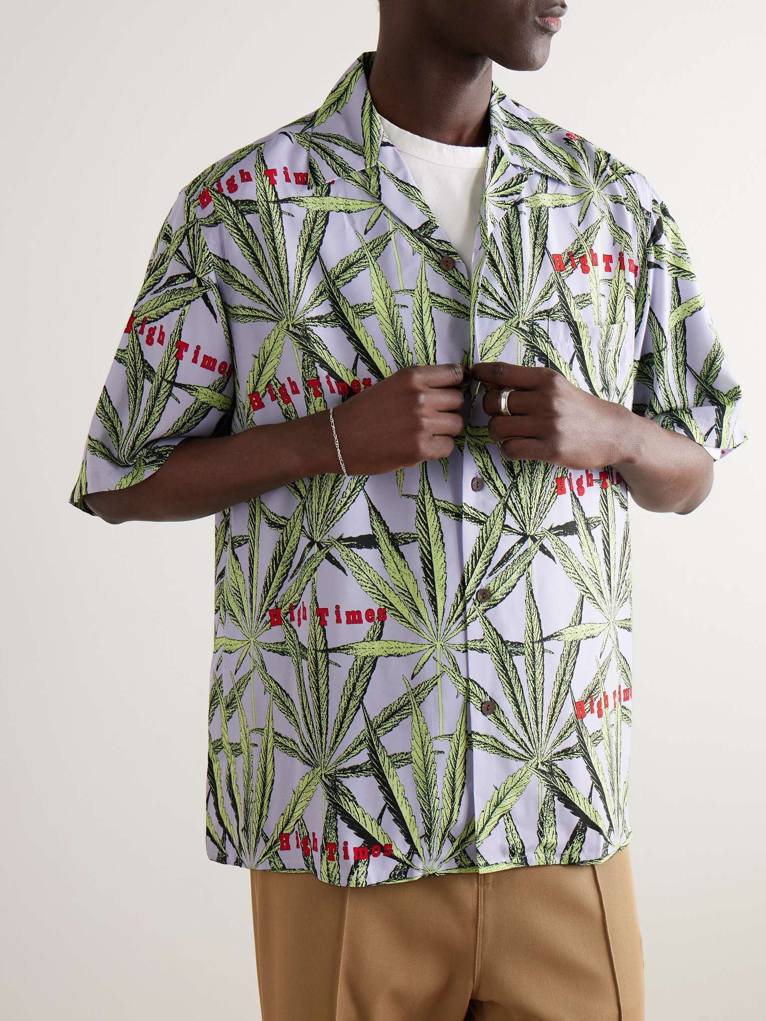 + High Times Convertible-Collar Printed Crepe Shirt - 3